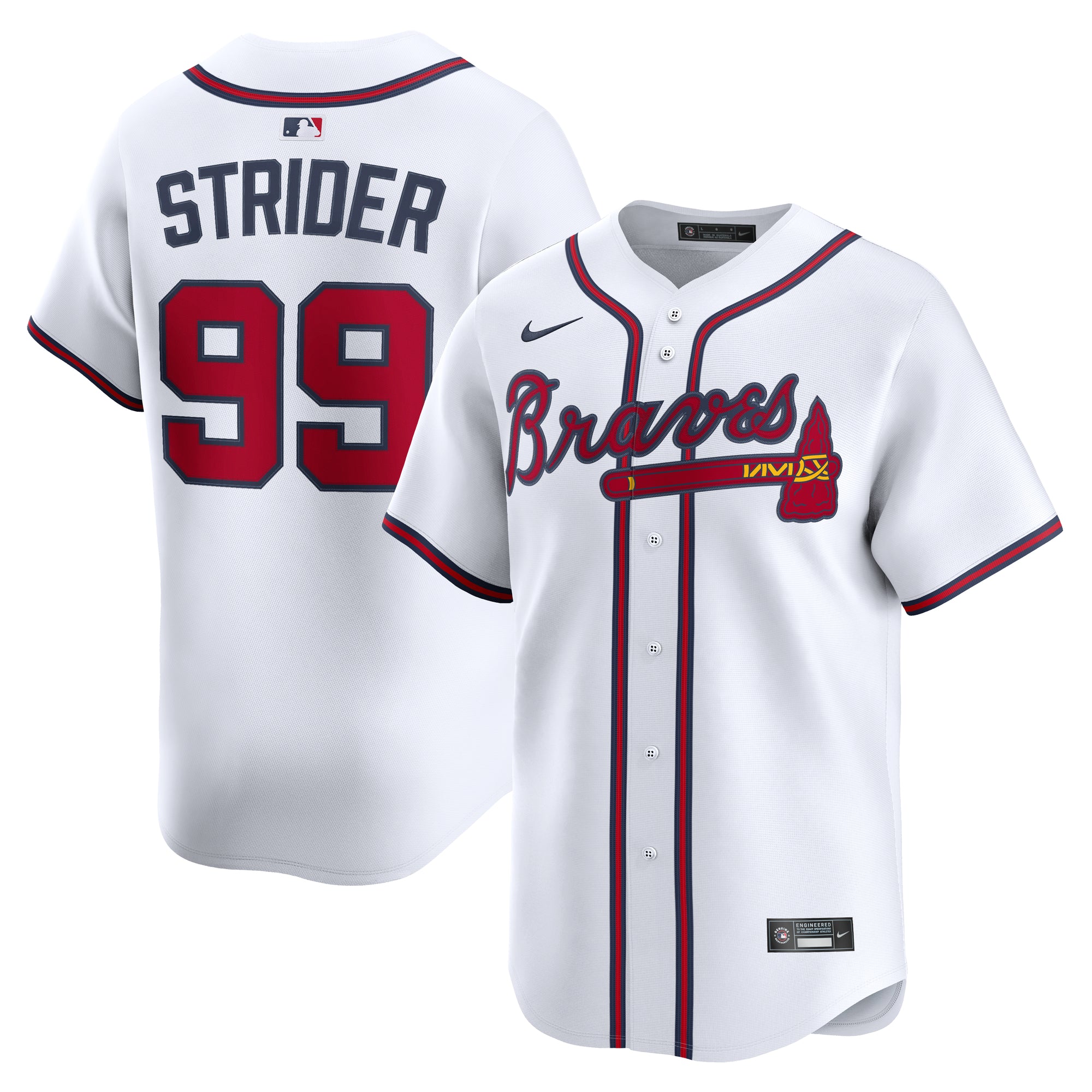 Men's Nike Spencer Strider White Atlanta Braves Home Limited Player Jersey