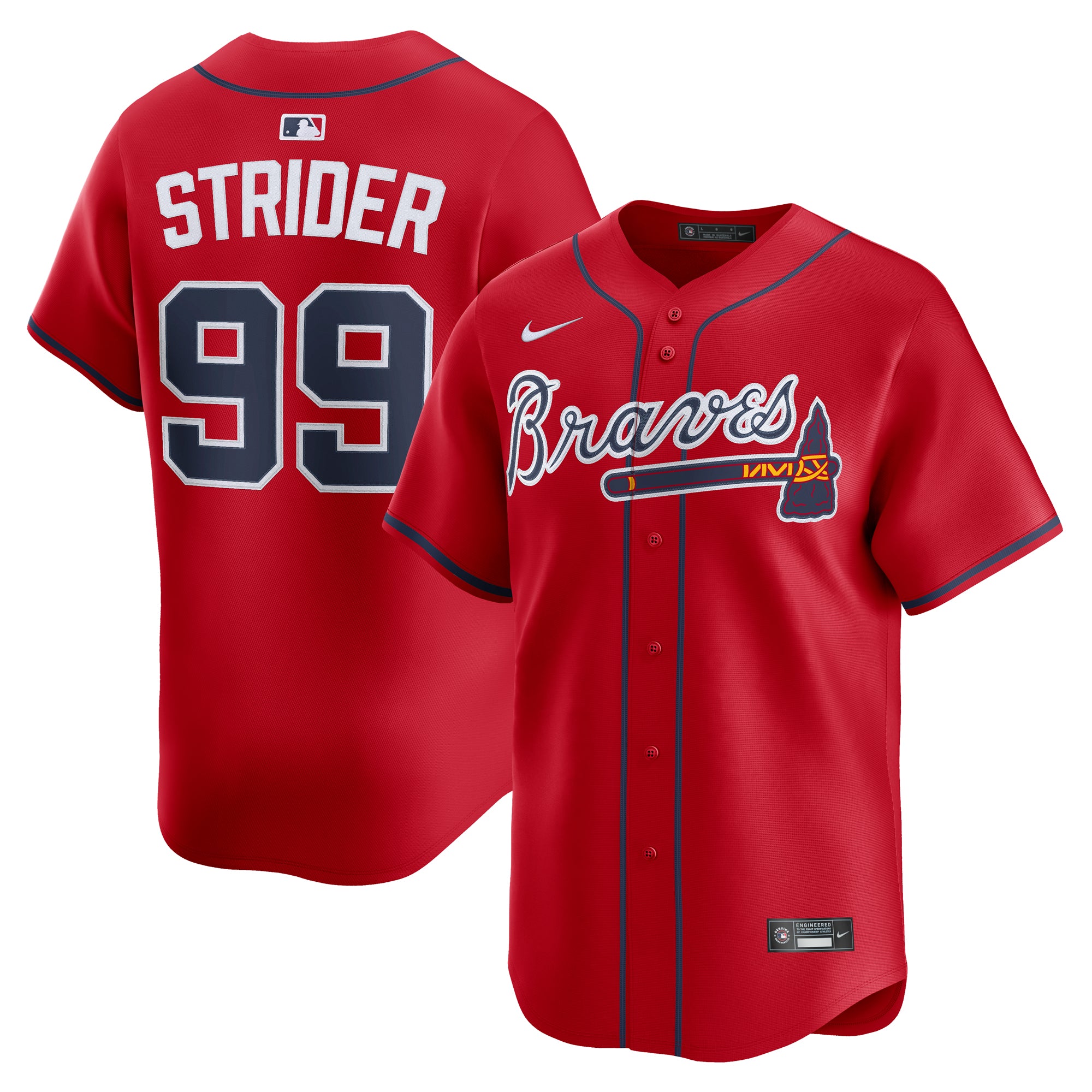 Men's Nike Spencer Strider Red Atlanta Braves Alternate Limited Player Jersey