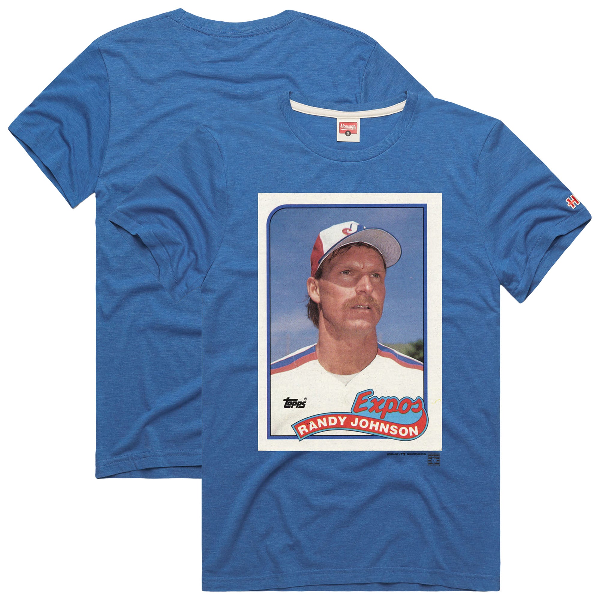 Men's Homage Randy Johnson Royal Montreal Expos 1989 Tri-Blend Topps Baseball Card Player T-Shirt