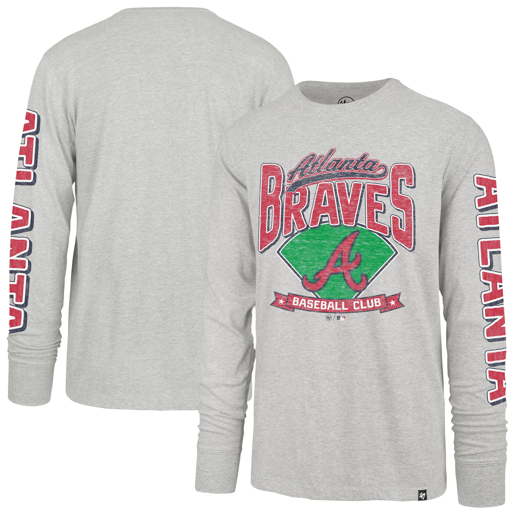 Men's '47 Gray Atlanta Braves Big & Tall Distressed Franklin Long Sleeve T-Shirt