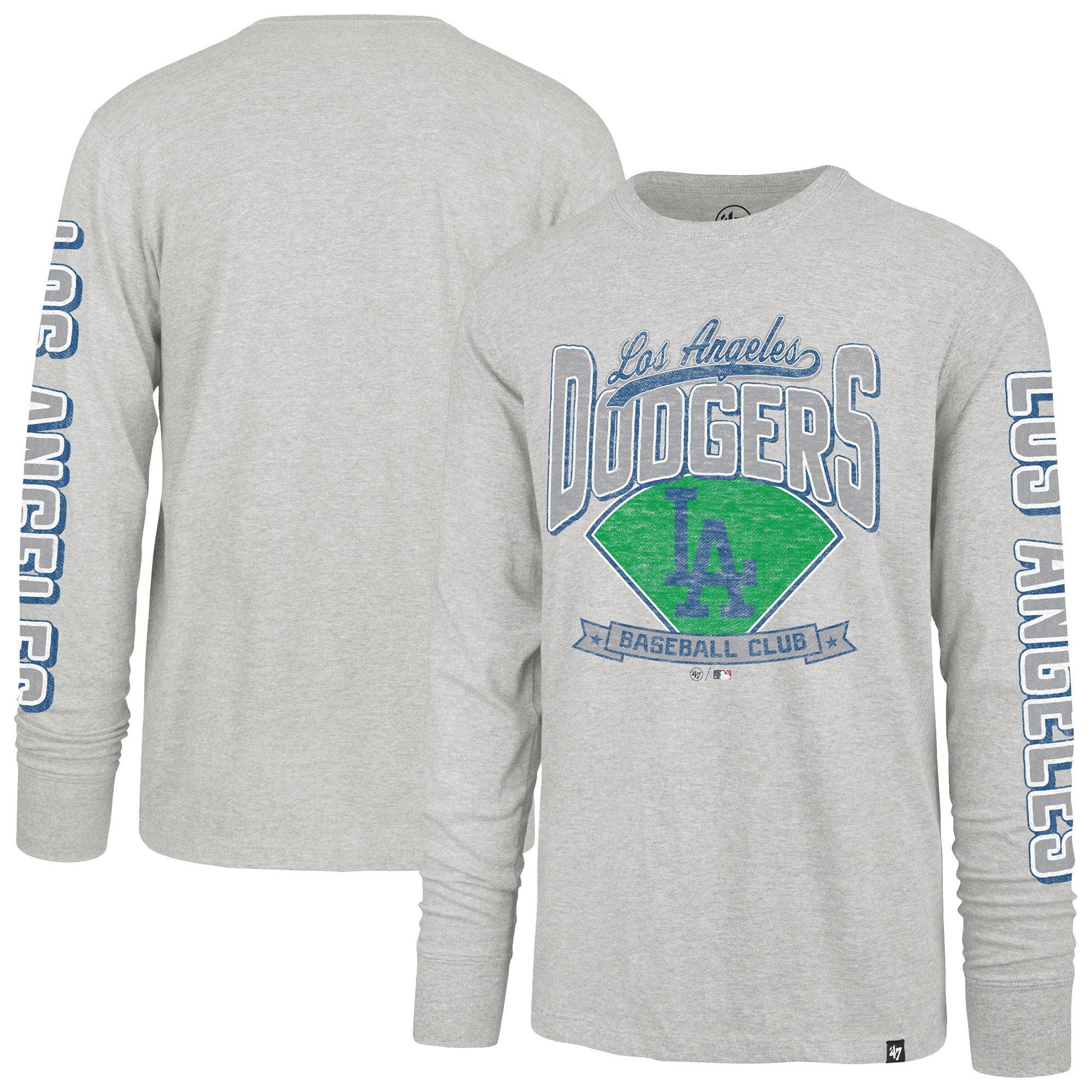 Men's '47 Gray Los Angeles Dodgers Big & Tall Distressed Franklin Long Sleeve T-Shirt