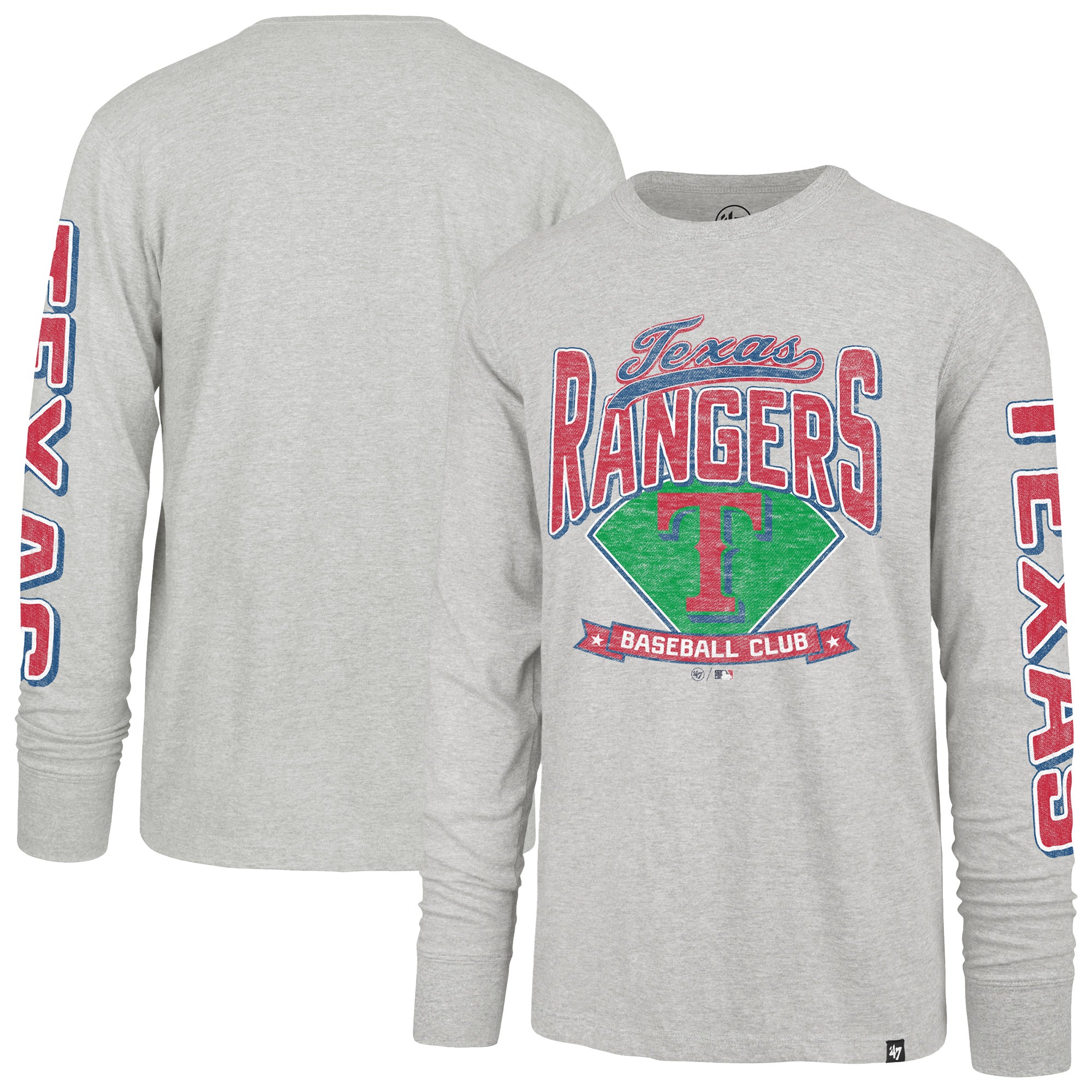 Men's '47 Gray Texas Rangers Big & Tall Distressed Franklin Long Sleeve T-Shirt