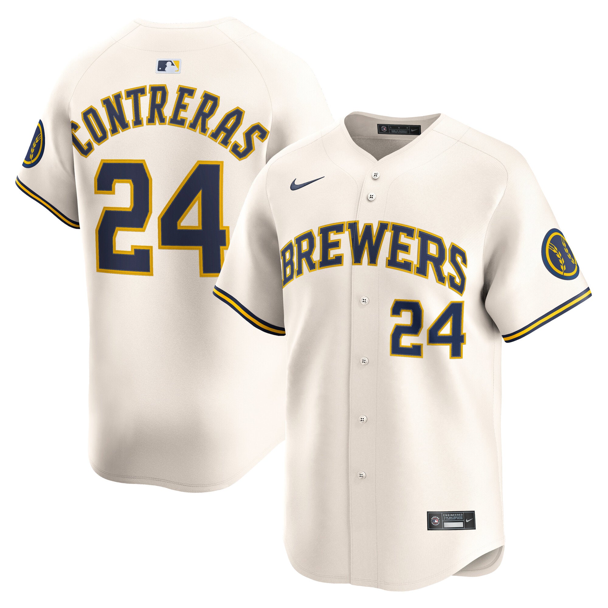 Men's Nike William Contreras Cream Milwaukee Brewers Home Limited Player Jersey