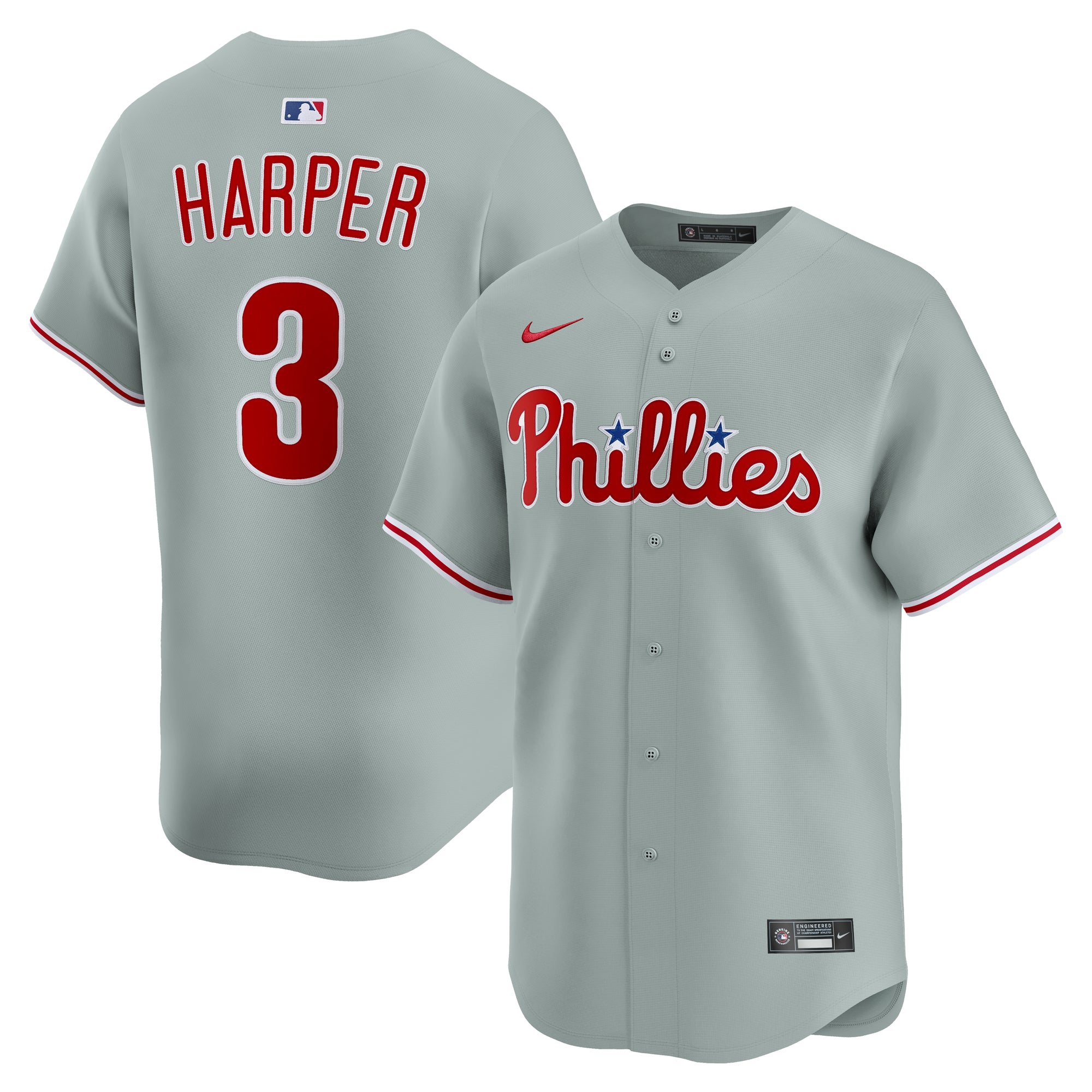 Men's Nike Bryce Harper Gray Philadelphia Phillies Road Limited Player Jersey