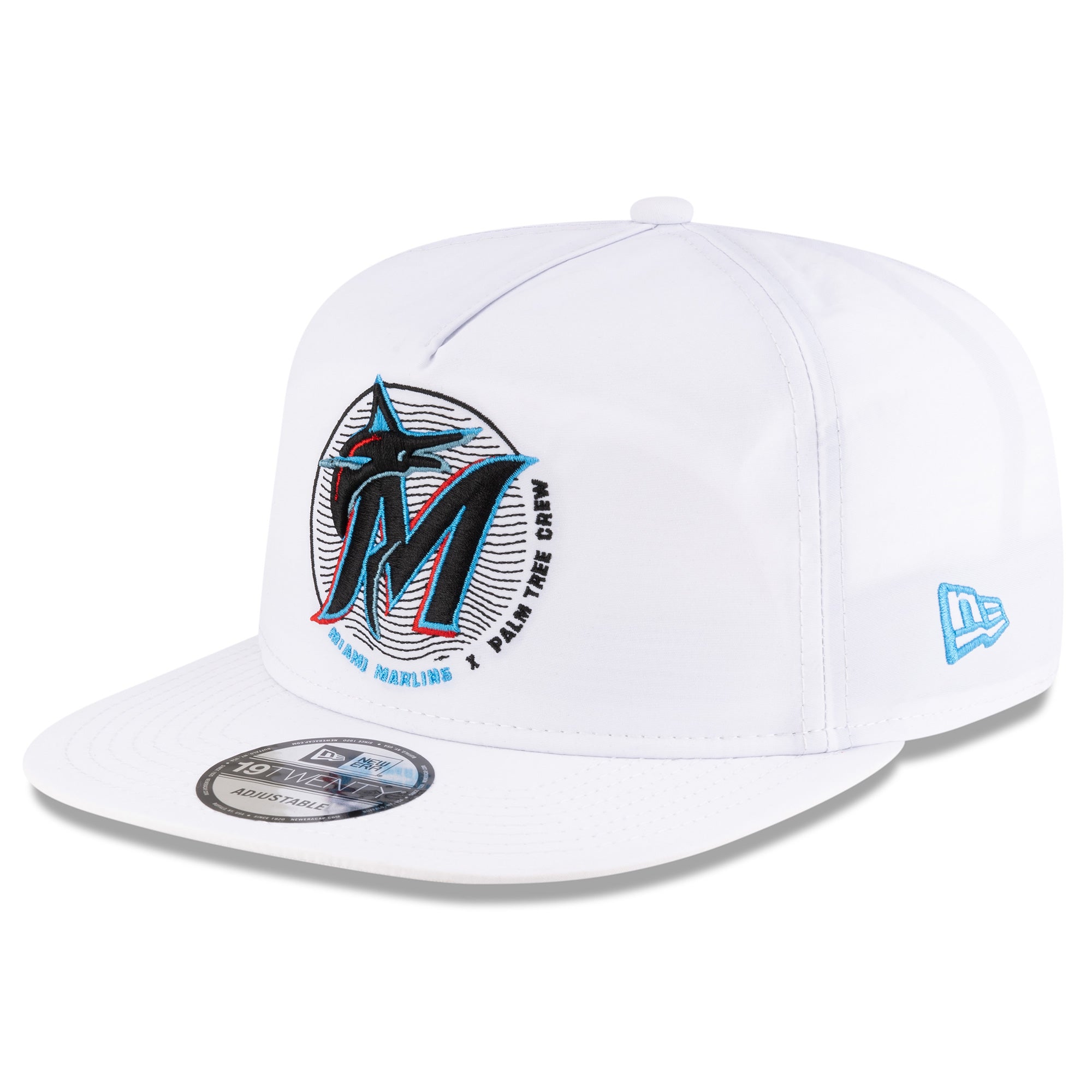 Men's New Era White Miami Marlins Palm Tree Crew x MLB A-Frame 19TWENTY Snapback Hat