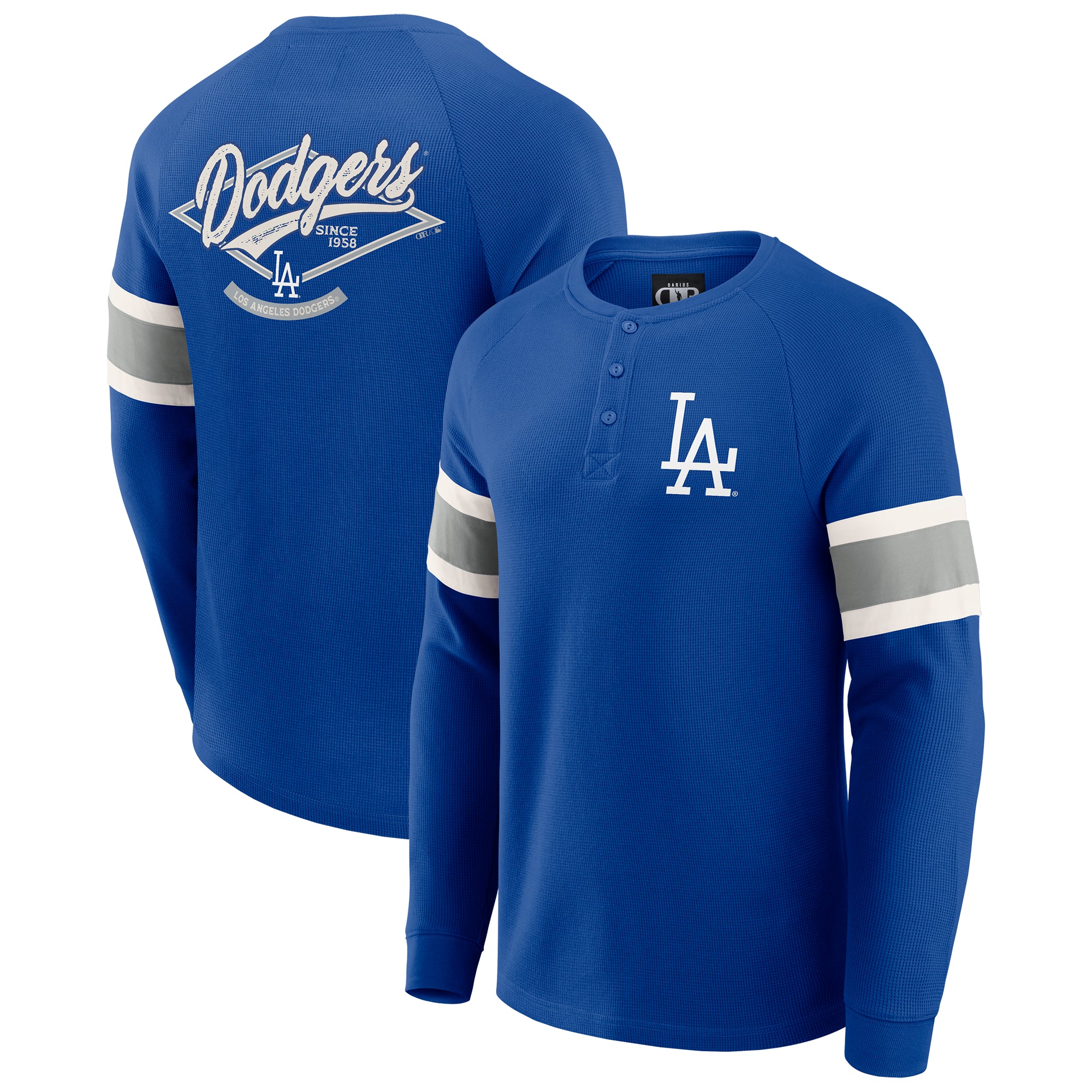 Men's Darius Rucker Collection by Fanatics Royal Los Angeles Dodgers Waffle-Knit Raglan Long Sleeve Henley T-Shirt