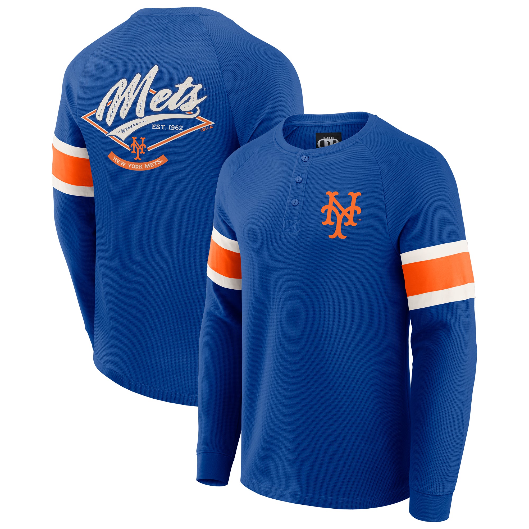 Men's Darius Rucker Collection by Fanatics Royal New York Mets Waffle-Knit Raglan Long Sleeve Henley T-Shirt