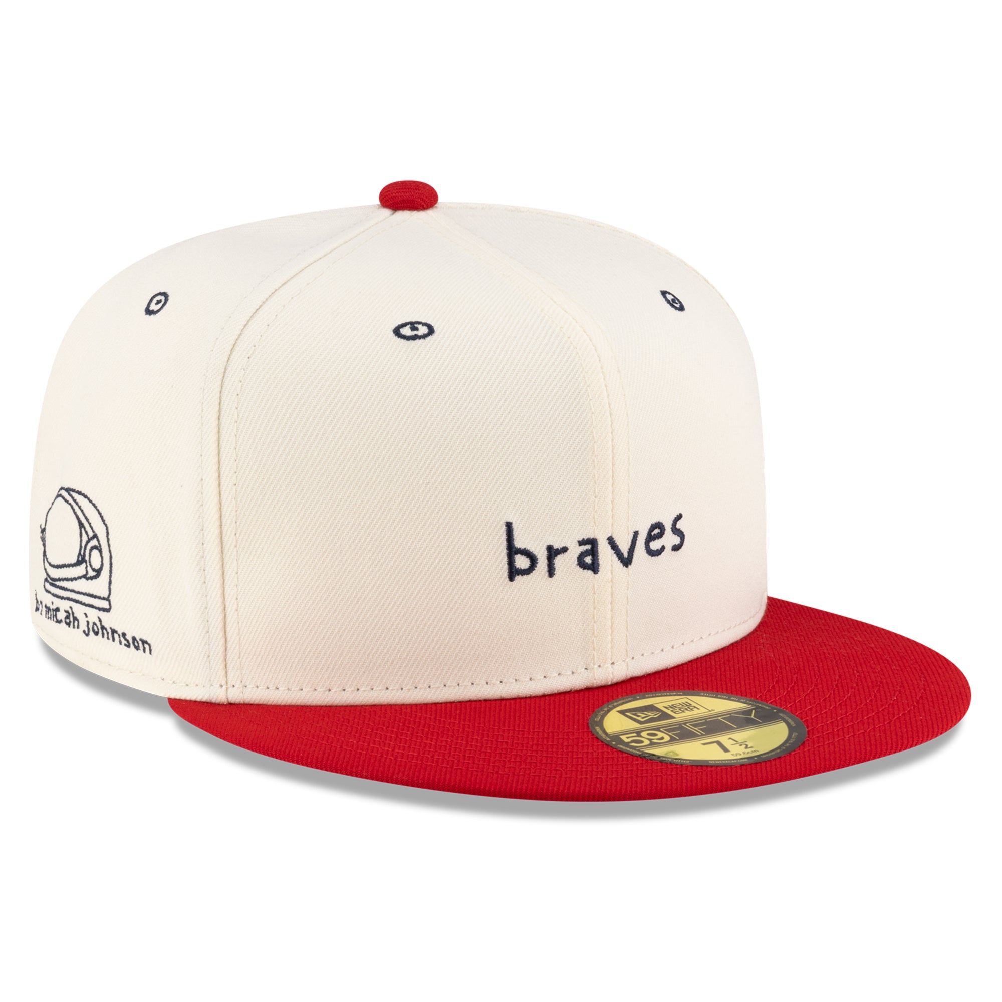 Men's New Era Cream/Red Atlanta Braves Micah Dreams x MLB Blank Canvas 59FIFTY Fitted Hat