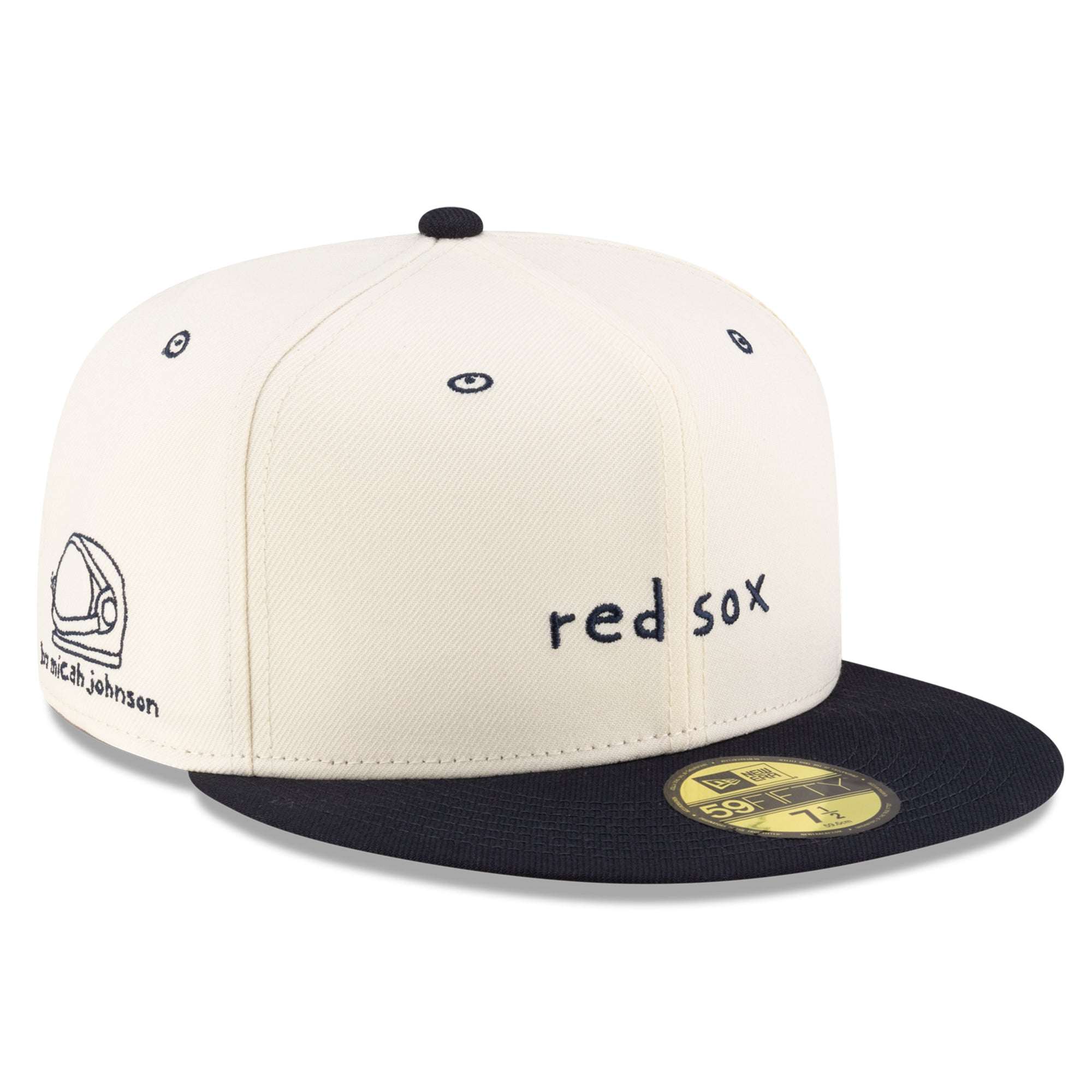 Men's New Era Cream/Navy Boston Red Sox Micah Dreams x MLB Blank Canvas 59FIFTY Fitted Hat