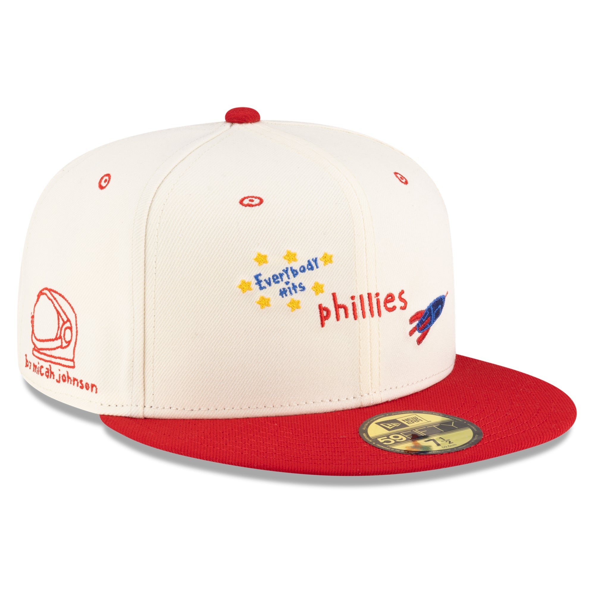 Men's New Era Cream/Red Philadelphia Phillies Micah Dreams x MLB Blank Canvas Limited Edition 59FIFTY Fitted Hat