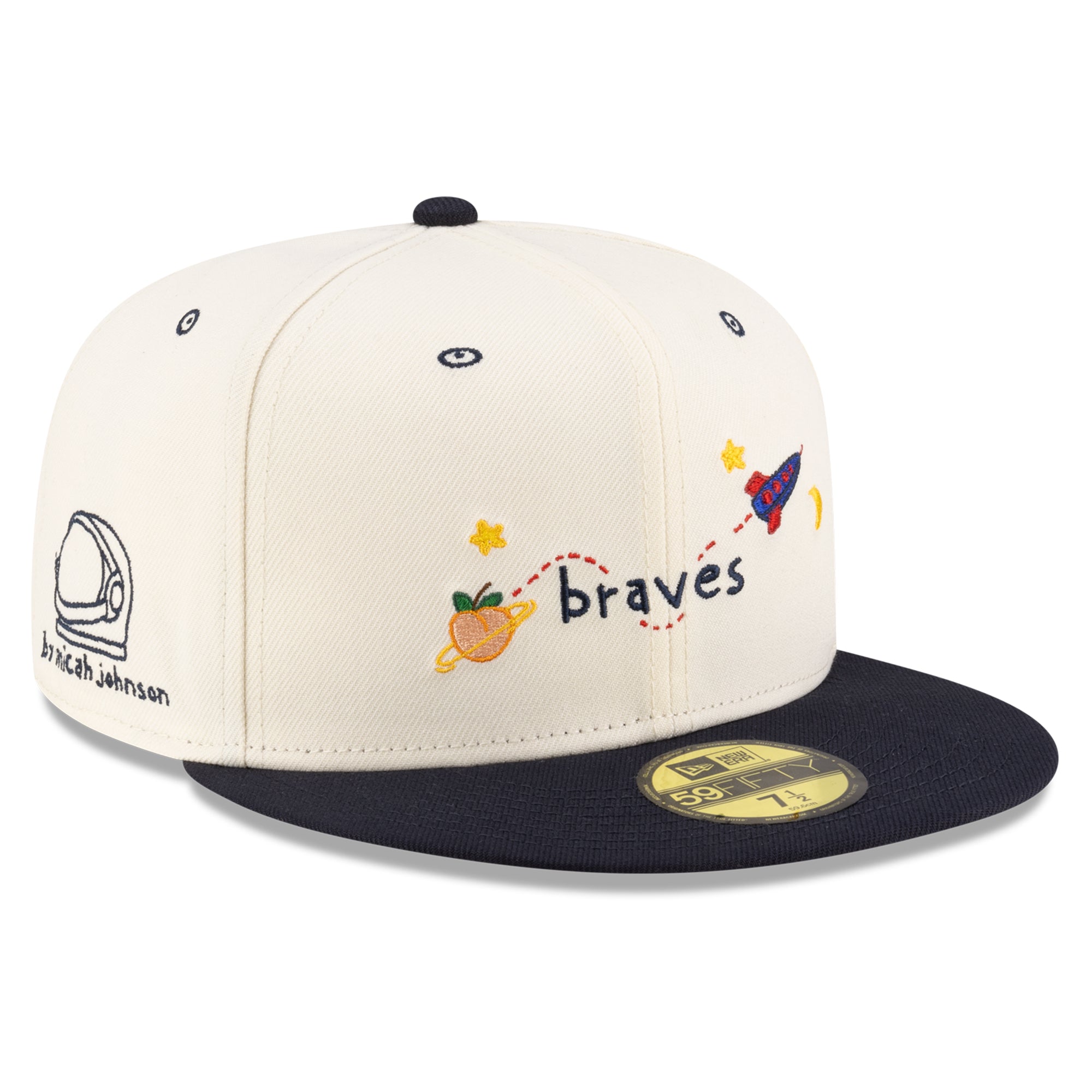 Men's New Era Cream/Navy Atlanta Braves Micah Dreams x MLB Blank Canvas Limited Edition 59FIFTY Fitted Hat