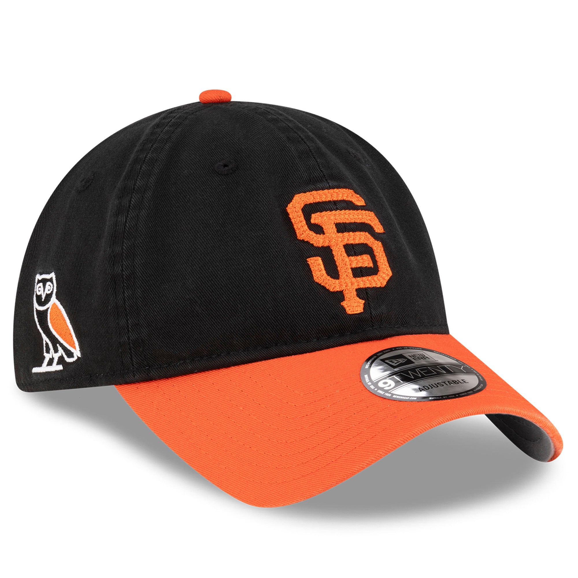 Men's OVO x New Era  Black/Orange San Francisco Giants Washed 9TWENTY Adjustable Hat