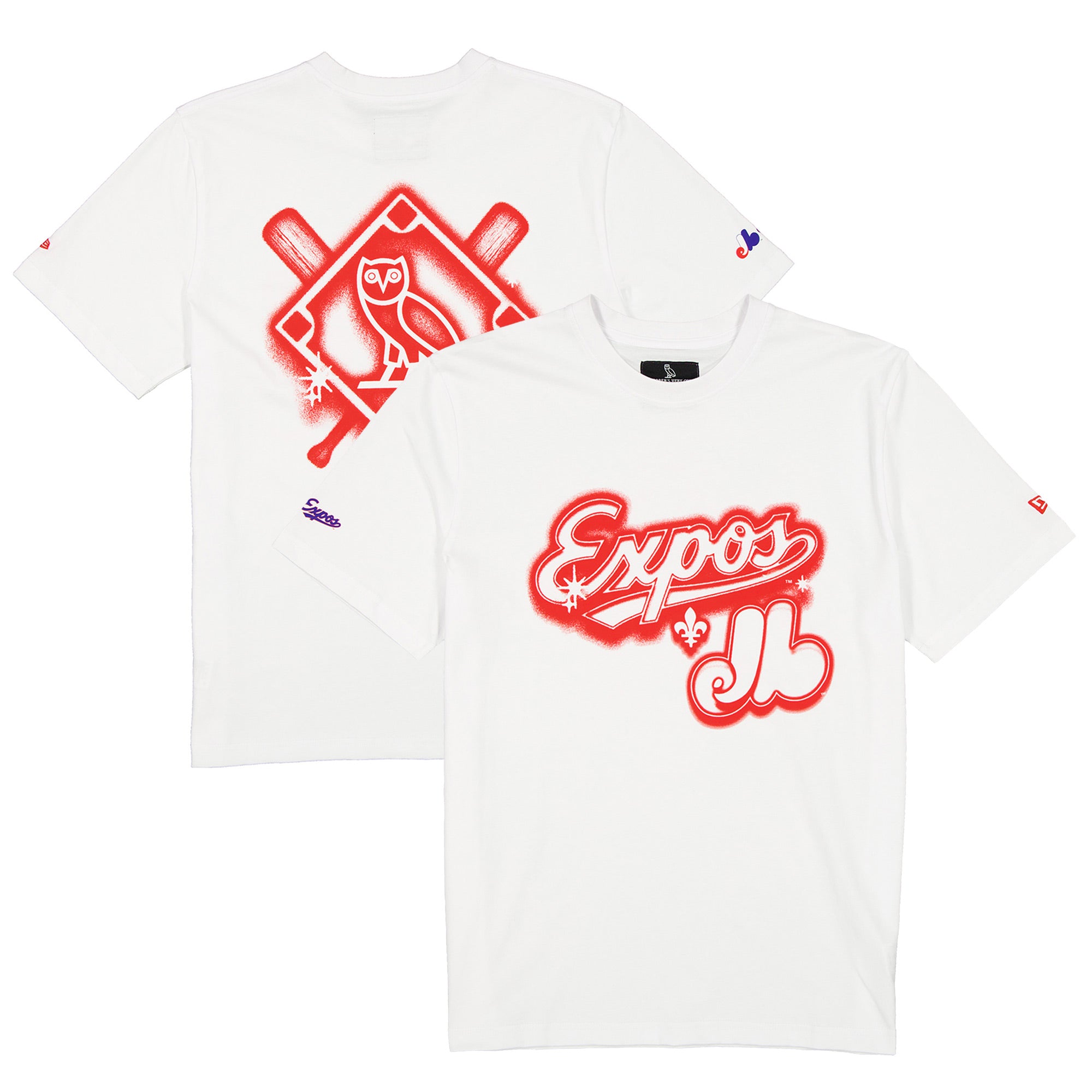Men's OVO x New Era White Montreal Expos Graffiti T-Shirt