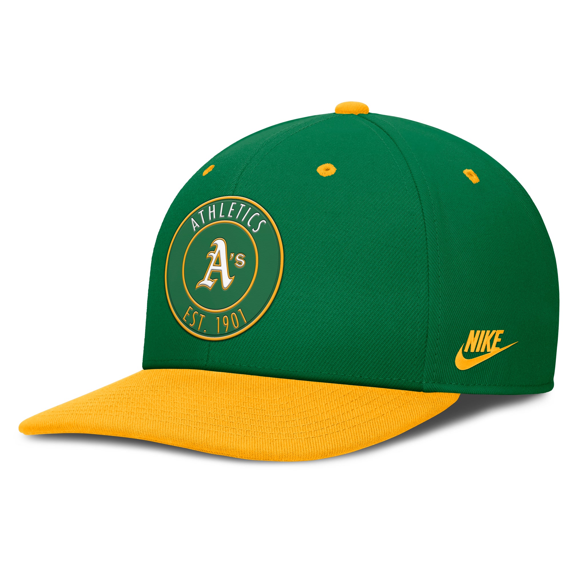 Men's Nike Green/Gold Athletics Cooperstown Collection Pro Dri-FIT Snapback Hat