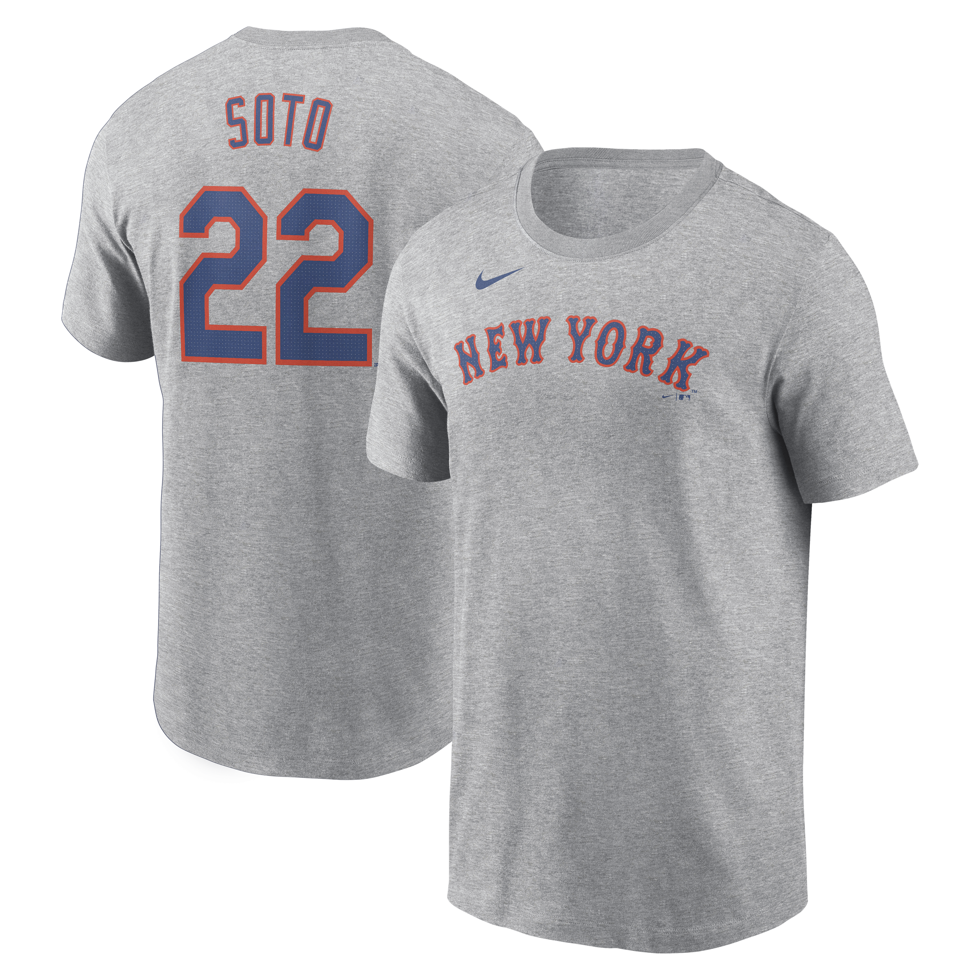 Men's Nike Juan Soto Heather Gray New York Mets Fuse Name & Number T-Shirt