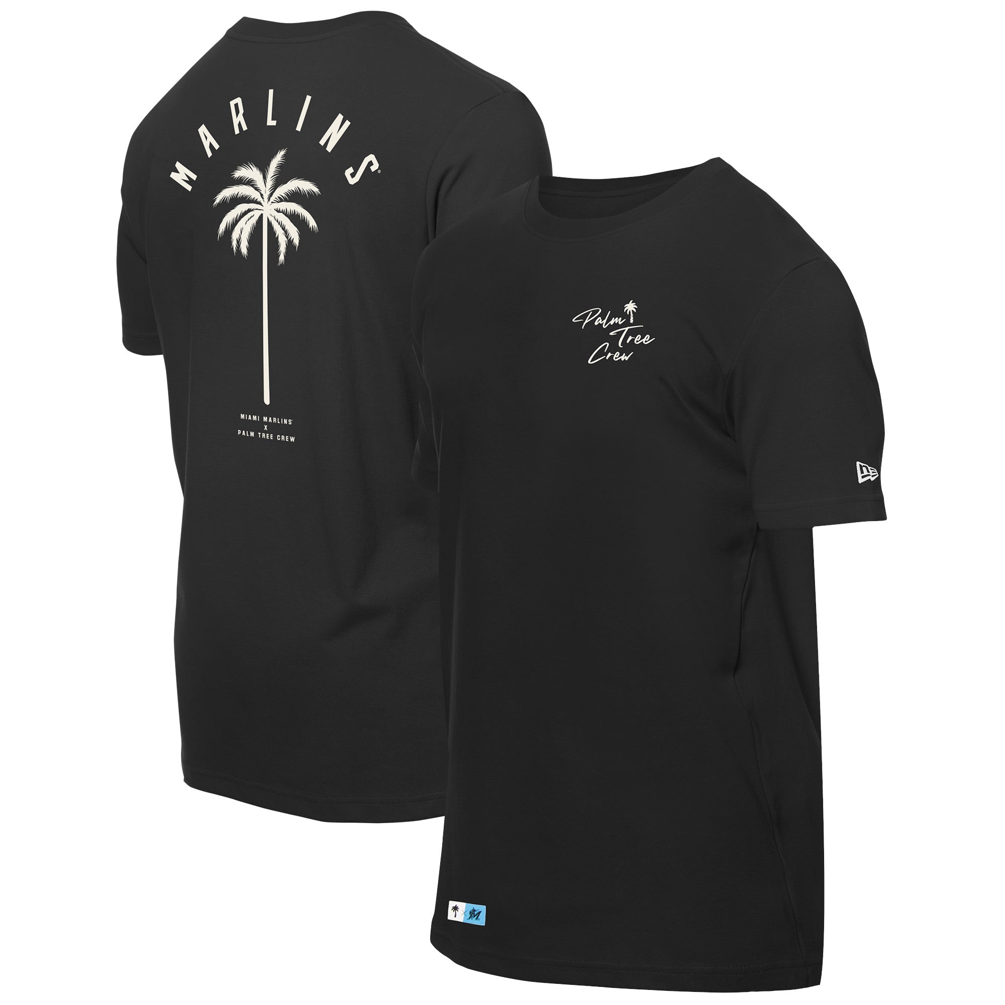 Men's New Era Black Miami Marlins Palm Tree Crew x MLB T-Shirt