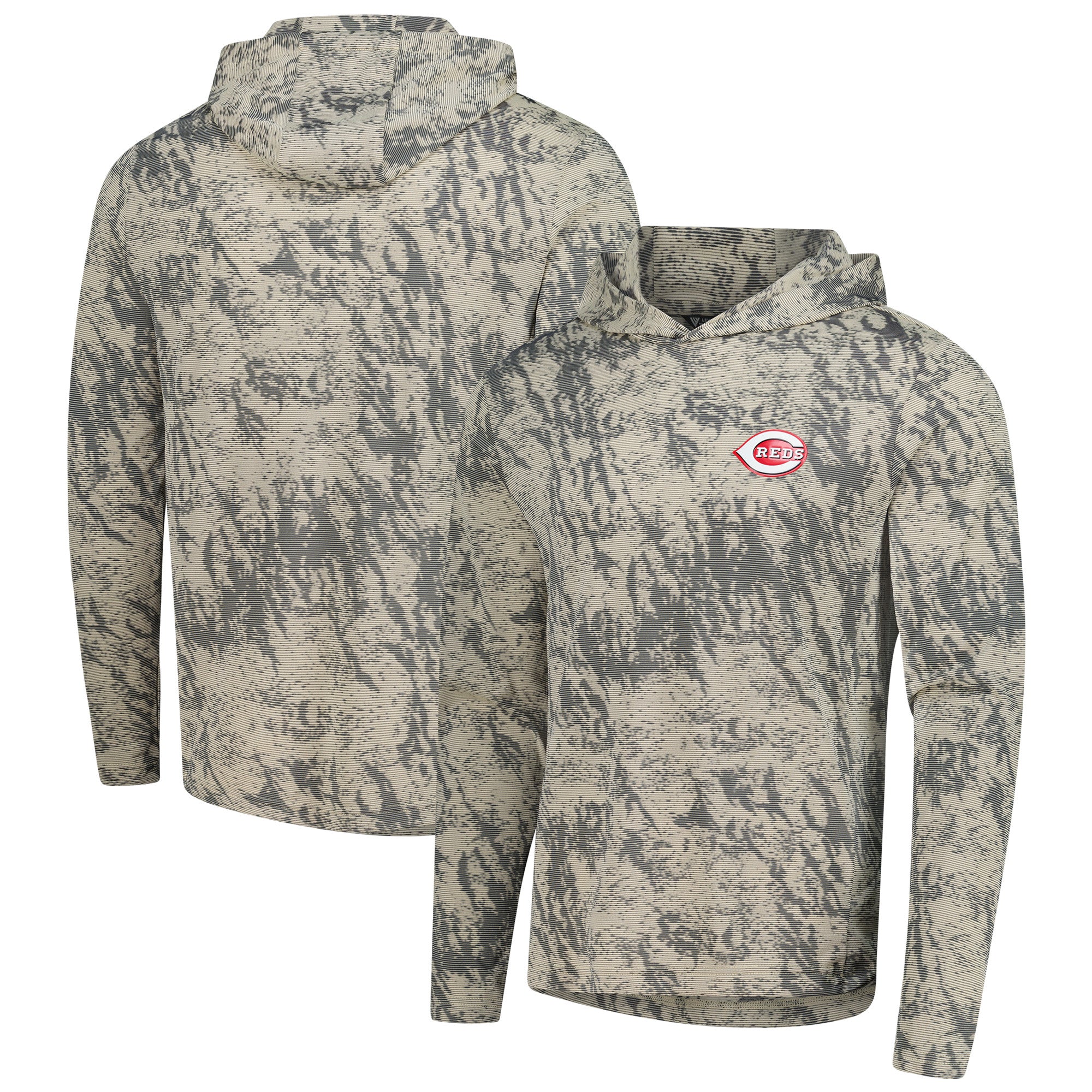 Men's Levelwear Tan Cincinnati Reds Insignia Lightweight Long Sleeve Hooded T-Shirt