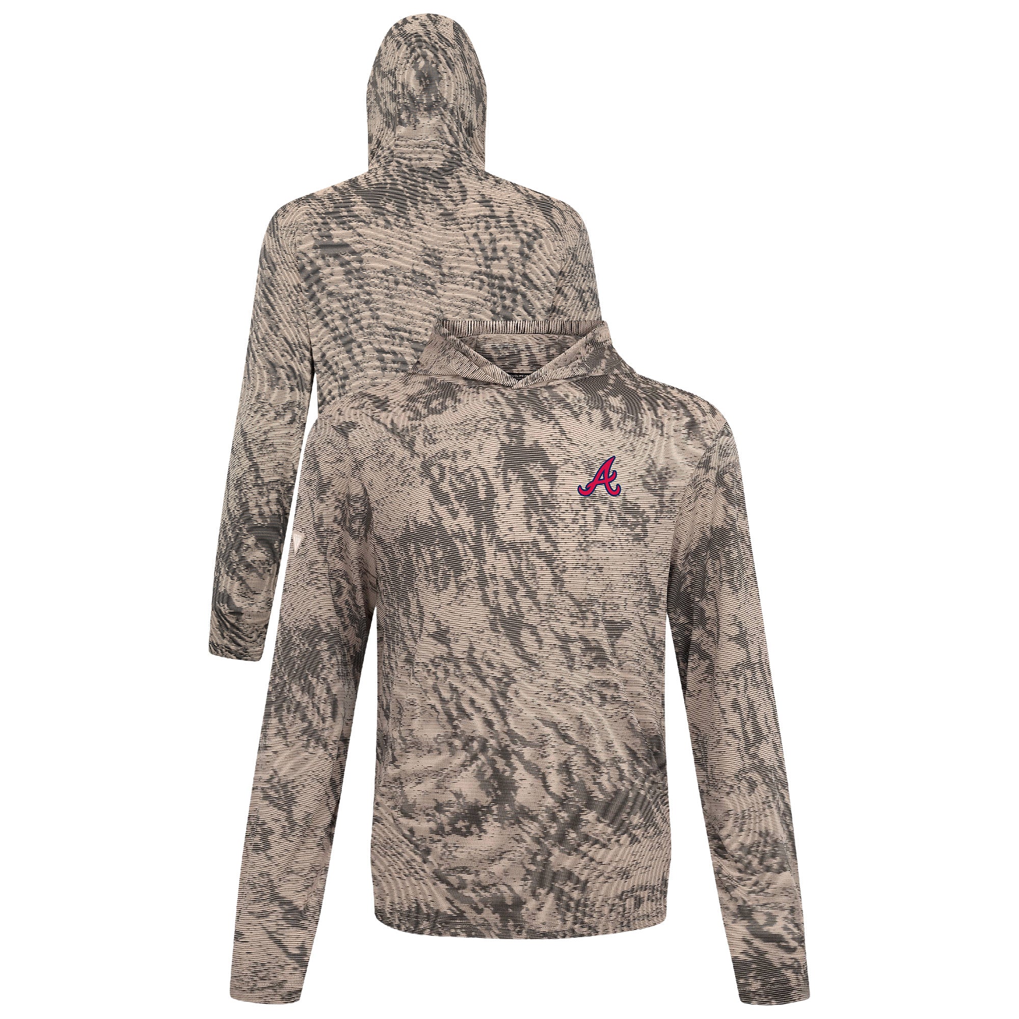 Men's Levelwear Tan Atlanta Braves Insignia Lightweight Long Sleeve Hooded T-Shirt