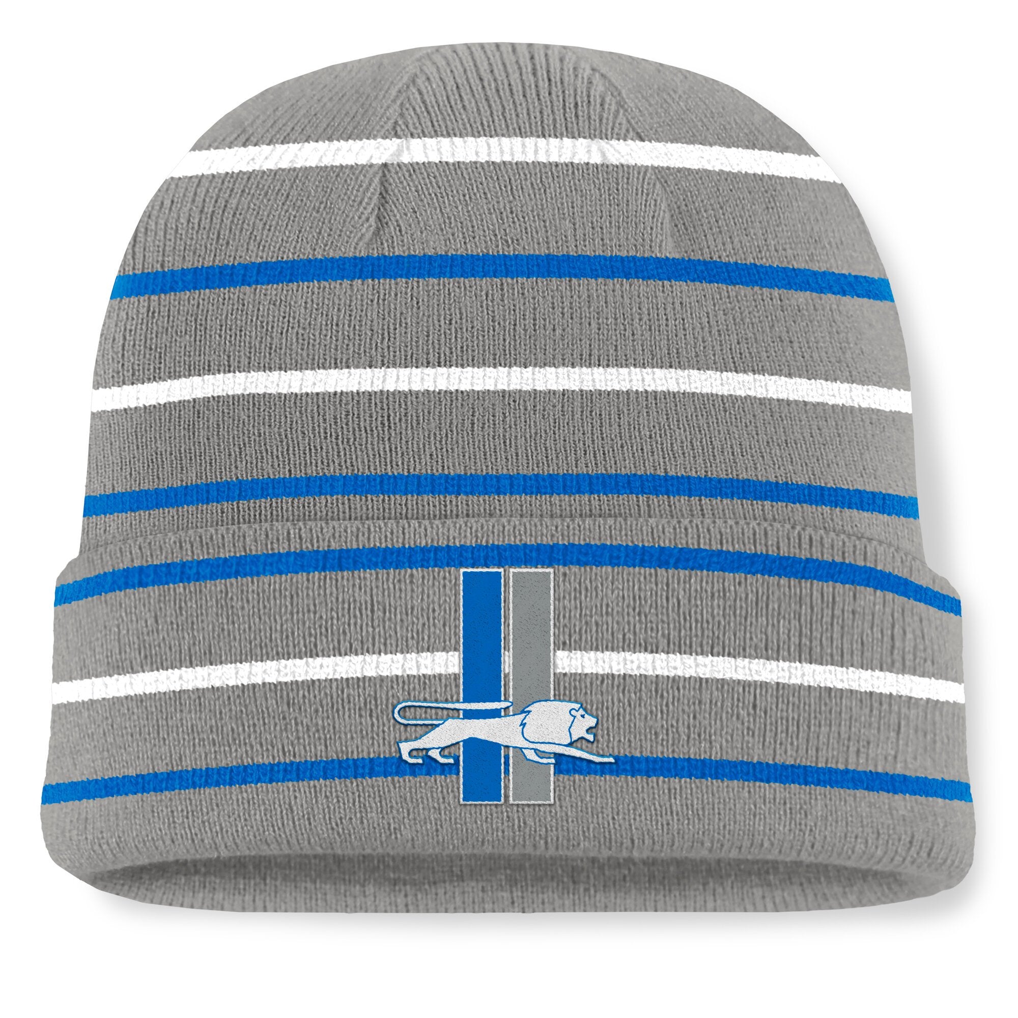 Men's Fanatics Gray Detroit Lions Throwback Yard Lines Cuffed Knit Hat