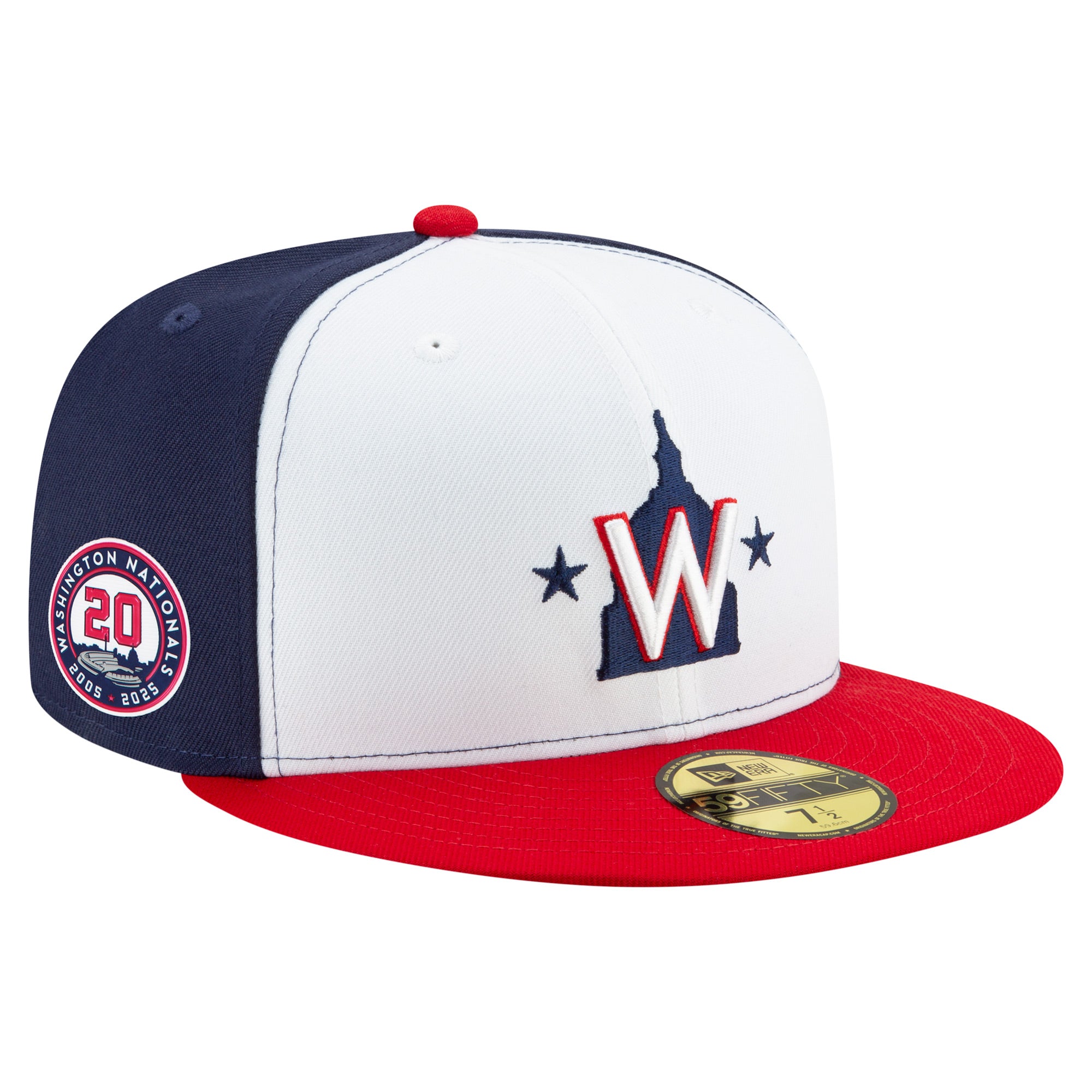 Men's New Era  White/Navy/Red Washington Nationals 20th Anniversary 59FIFTY Fitted Hat
