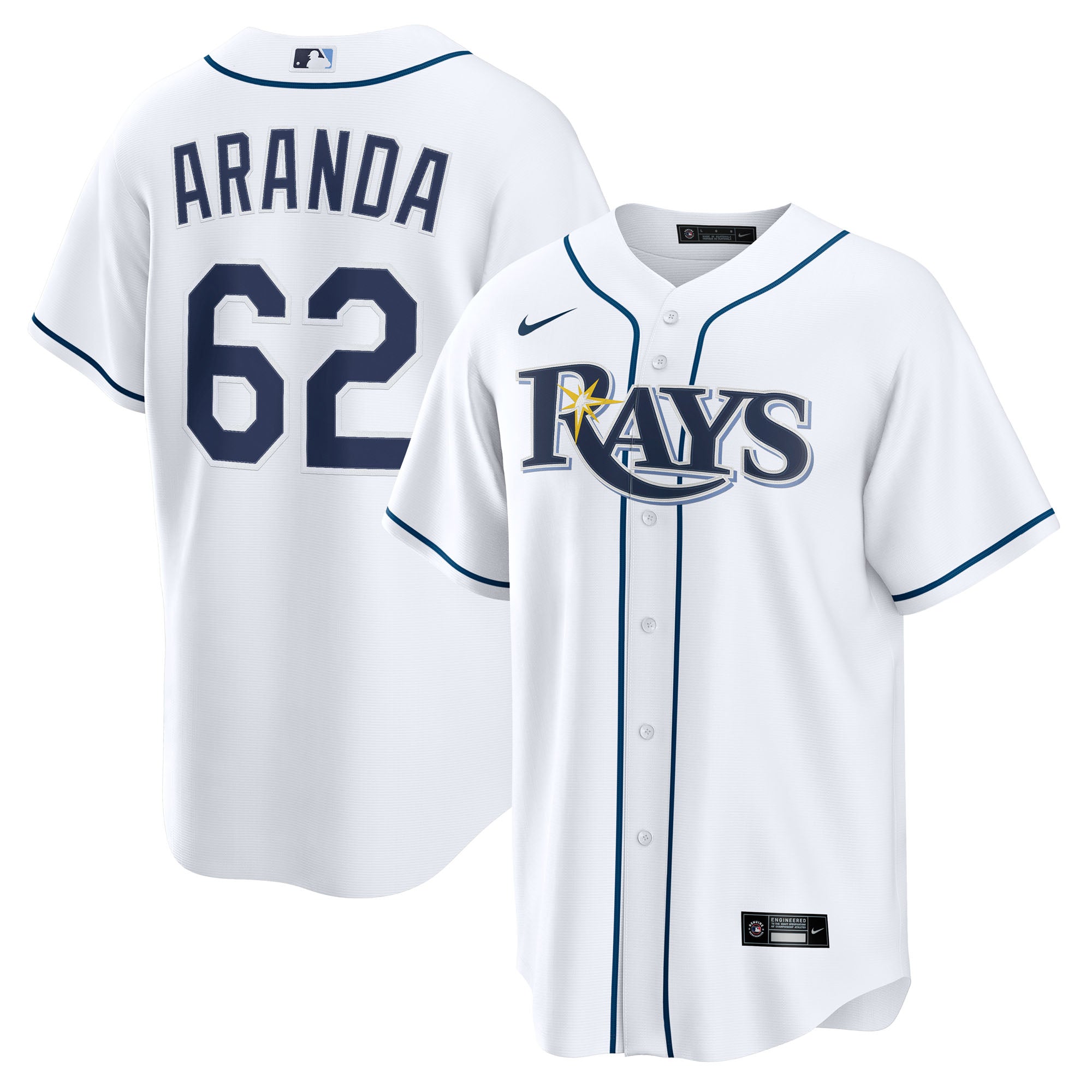 Men's Nike Jonathan Aranda White Tampa Bay Rays Home Replica Jersey