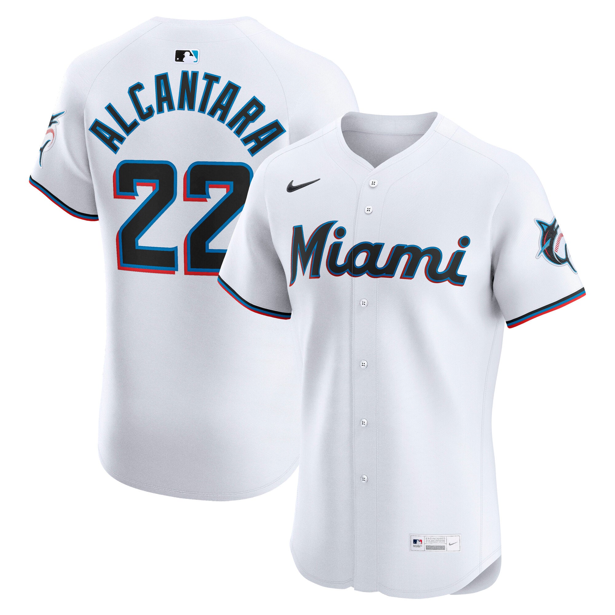 Men's Nike Sandy Alcantara White Miami Marlins Home Elite Jersey