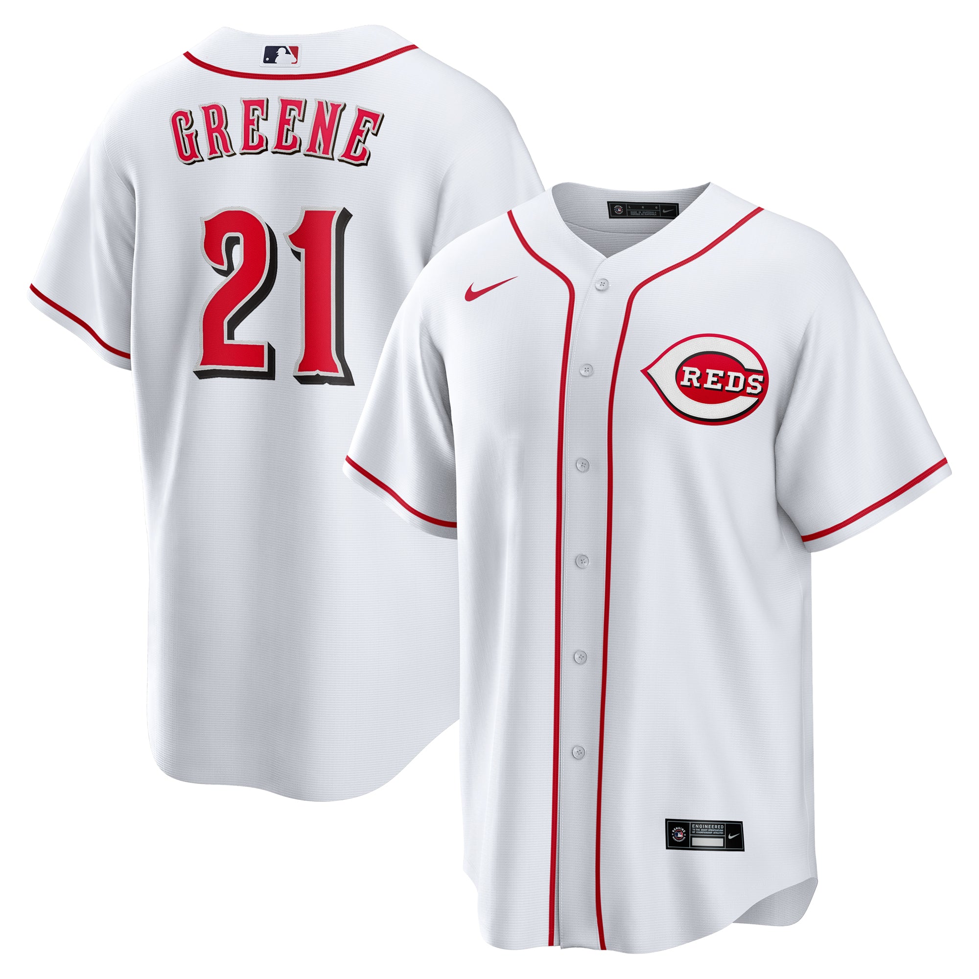 Men's Nike Hunter Greene White Cincinnati Reds Home Replica Jersey