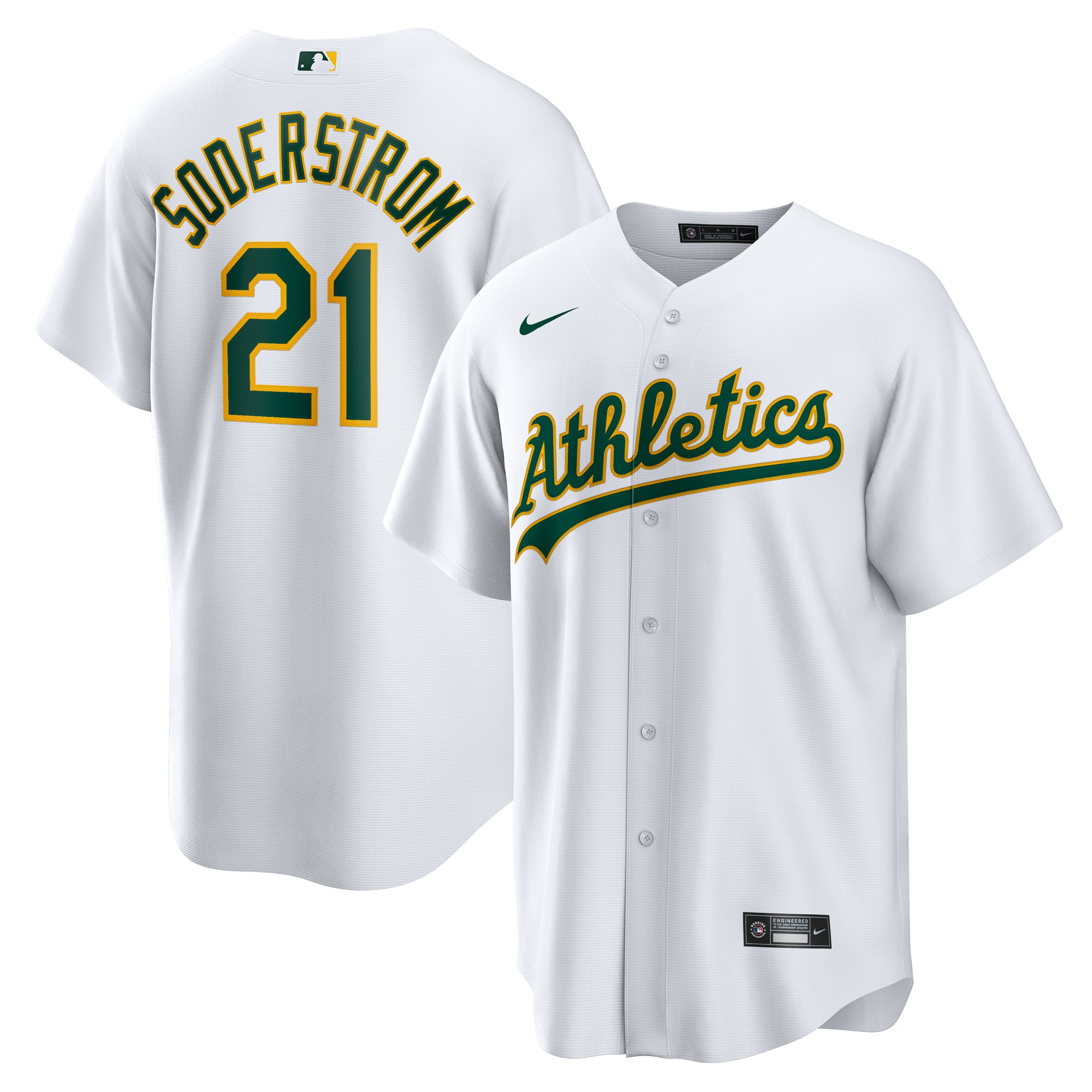 Men's Nike Tyler Soderstrom White Athletics Home Replica Jersey
