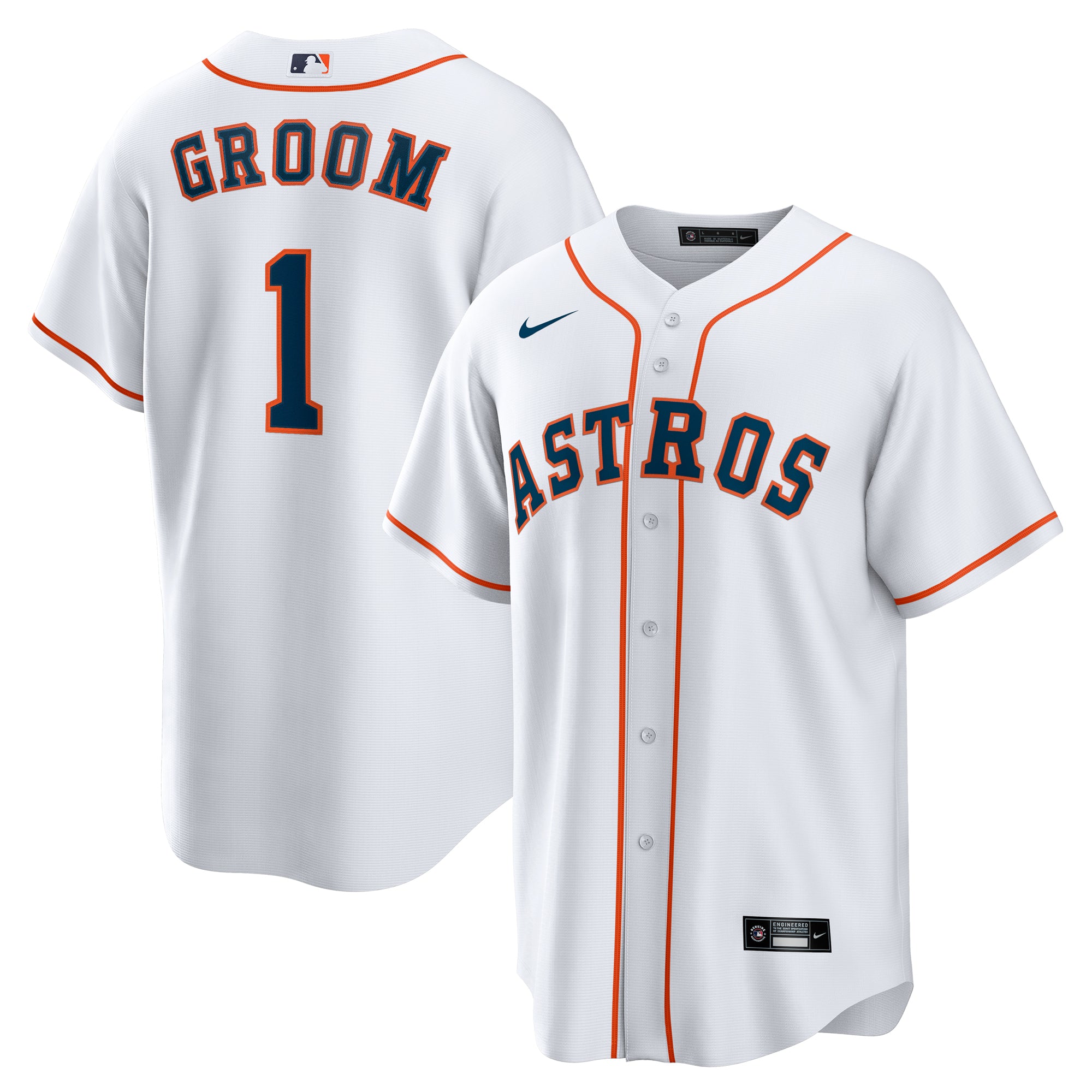 Men's Nike  White Houston Astros #1 Groom Home Replica Jersey