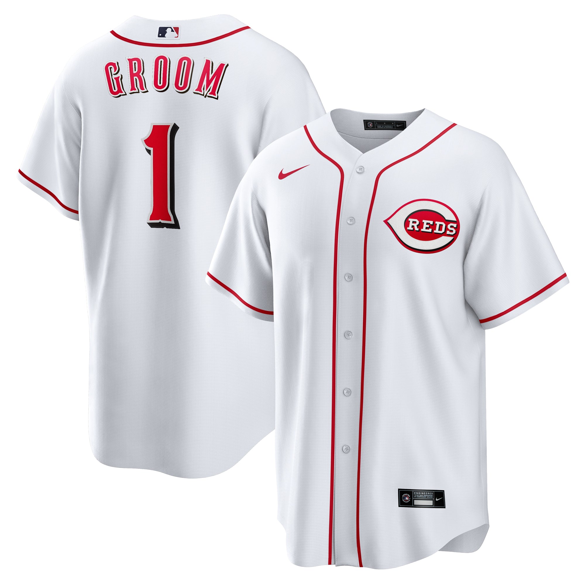 Men's Nike  White Cincinnati Reds #1 Groom Home Replica Jersey