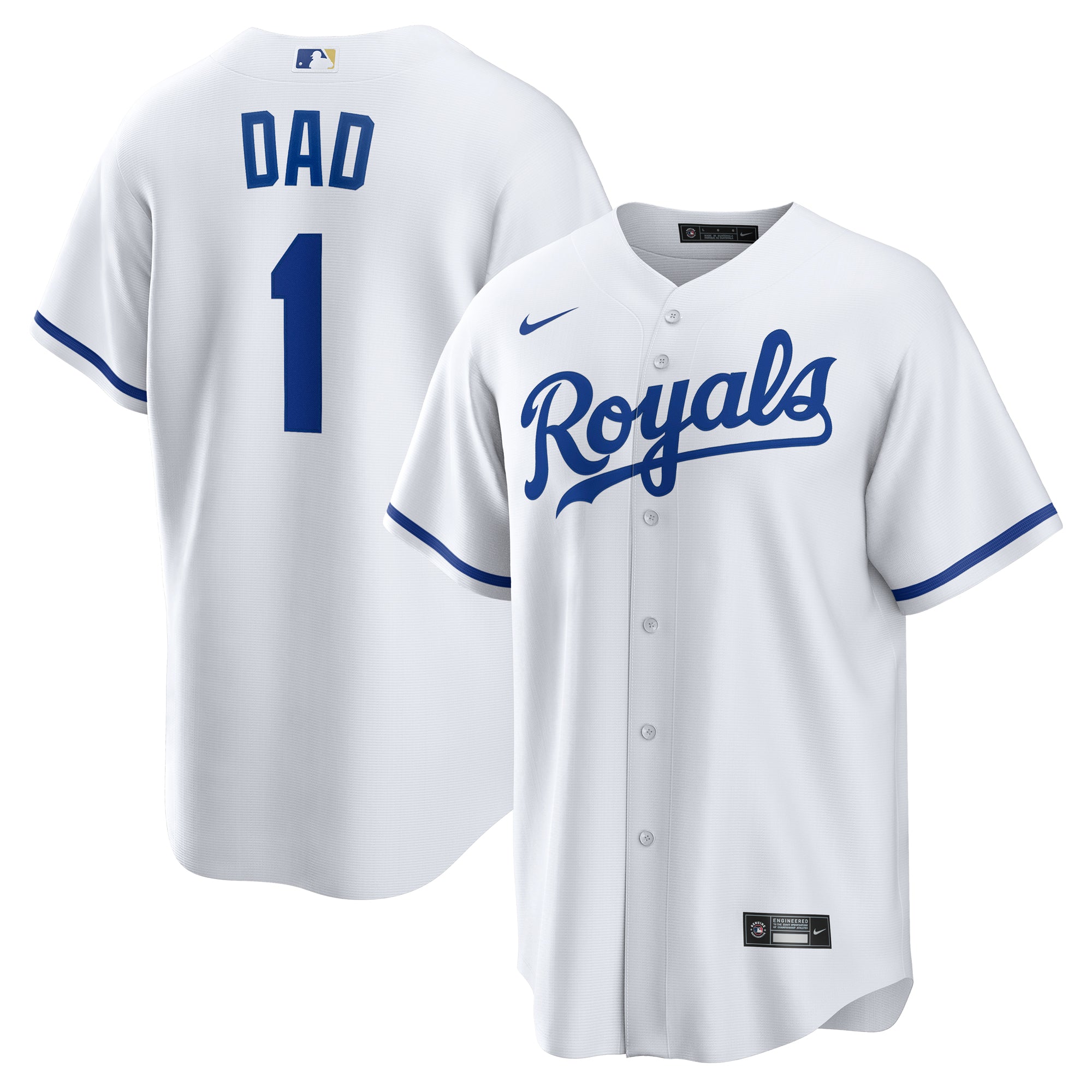 Men's Nike  White Kansas City Royals #1 Dad Home Replica Jersey