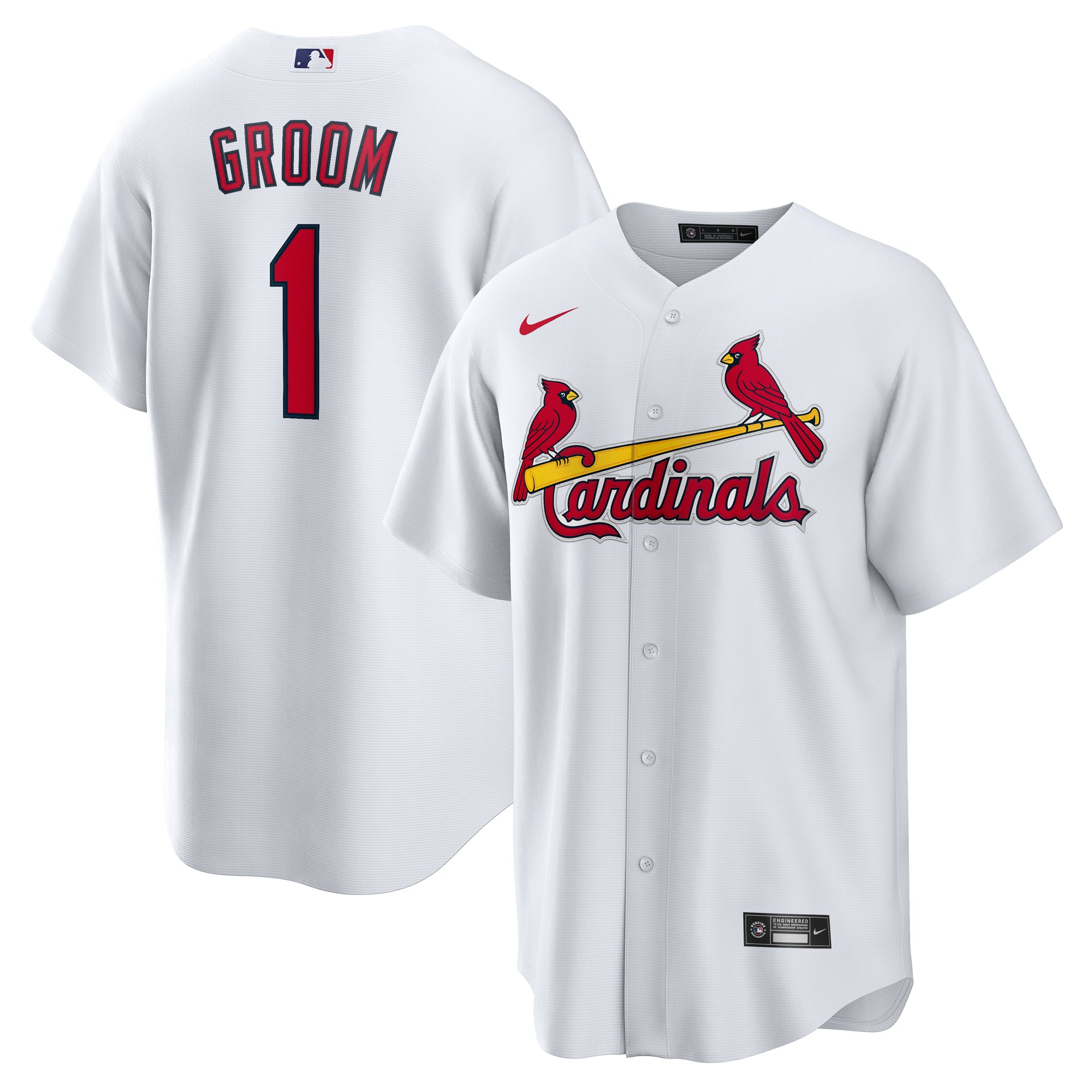 Men's Nike  White St. Louis Cardinals #1 Groom Home Replica Jersey