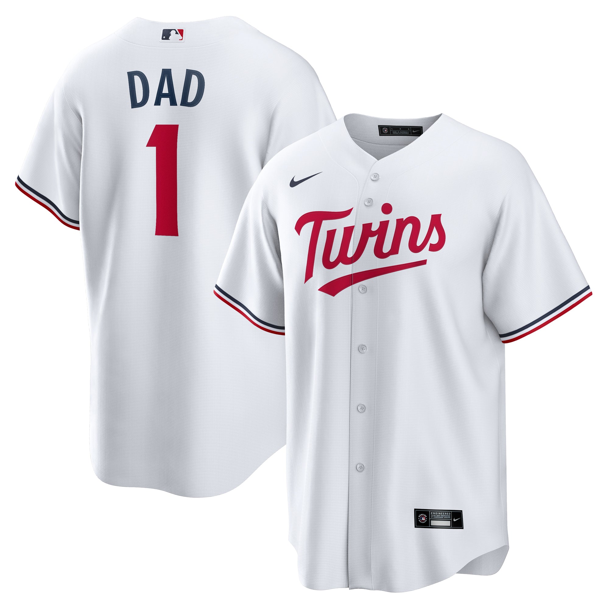 Men's Nike  White Minnesota Twins #1 Dad Home Replica Jersey