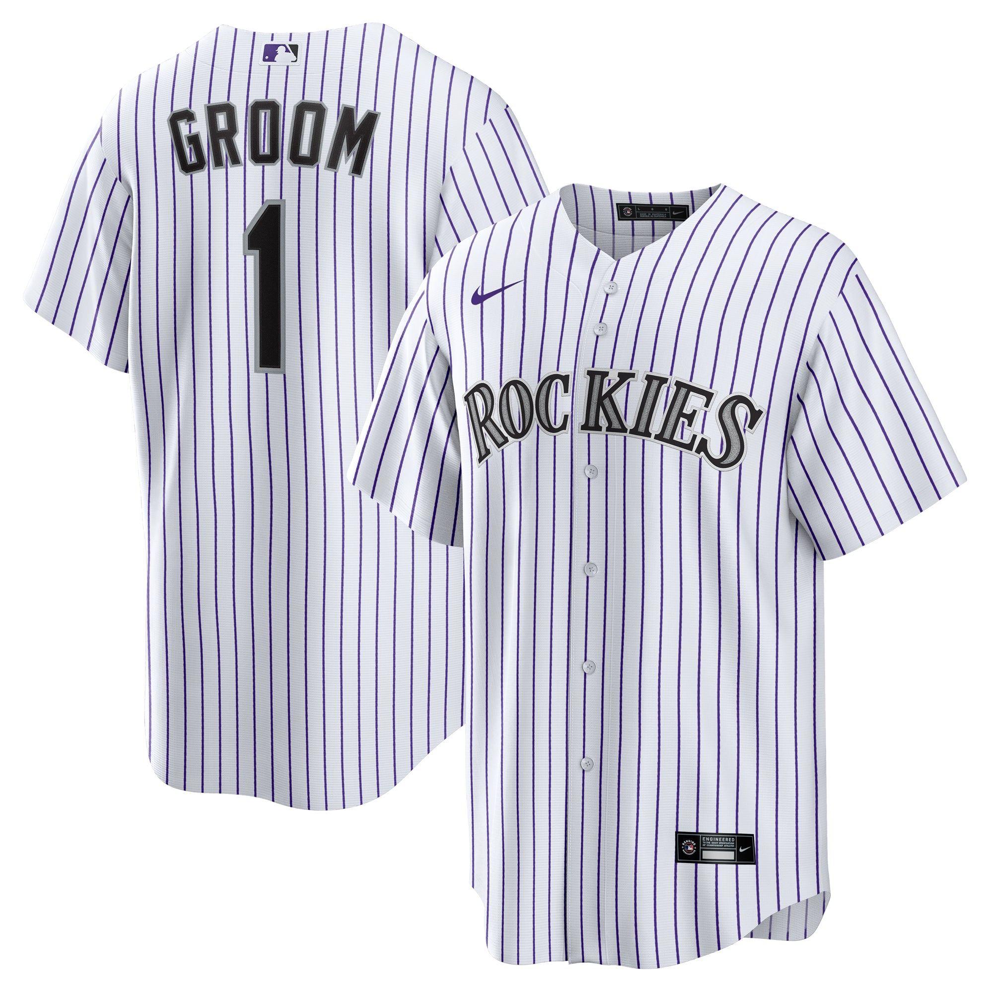 Men's Nike  White Colorado Rockies #1 Groom Home Replica Jersey