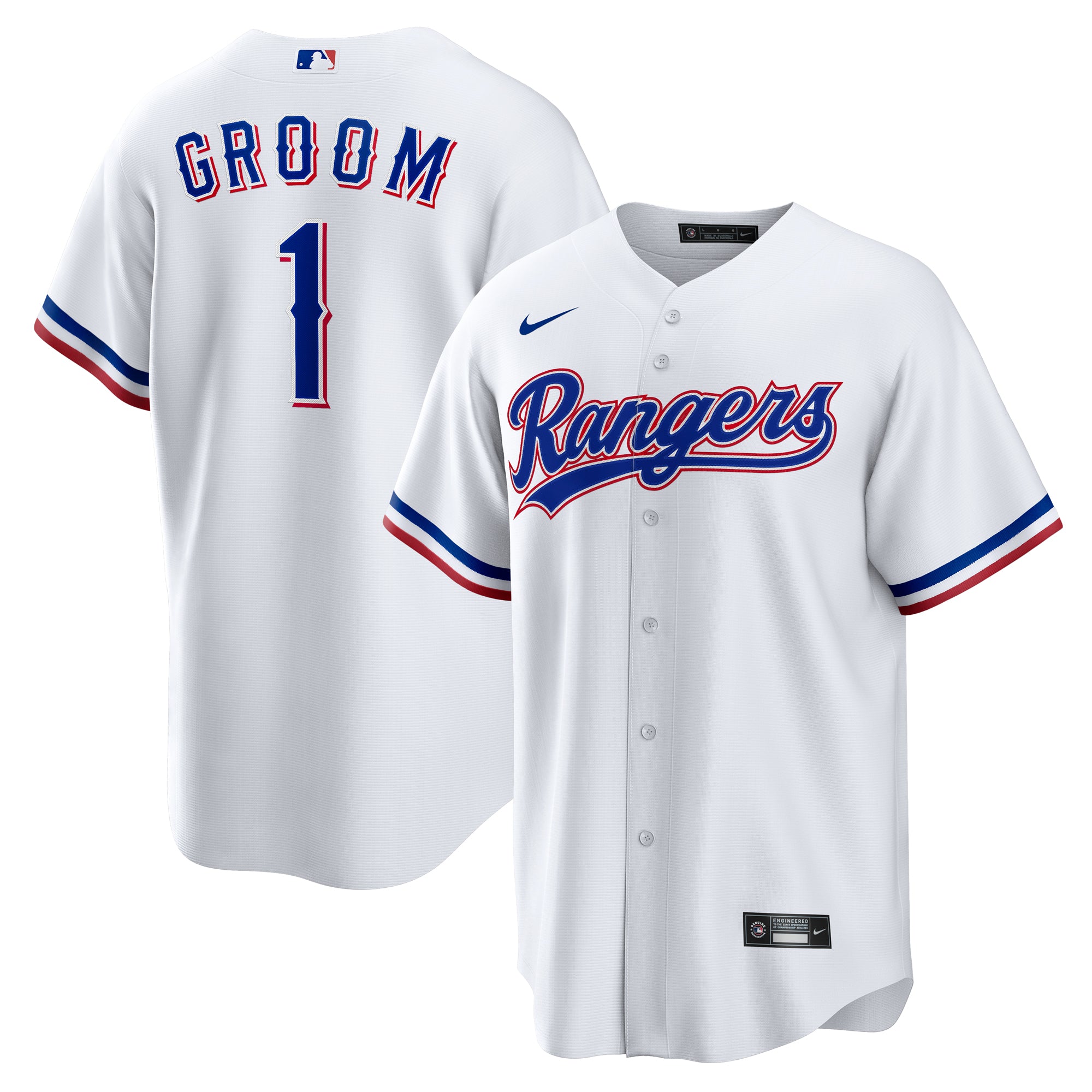 Men's Nike  White Texas Rangers #1 Groom Home Replica Jersey