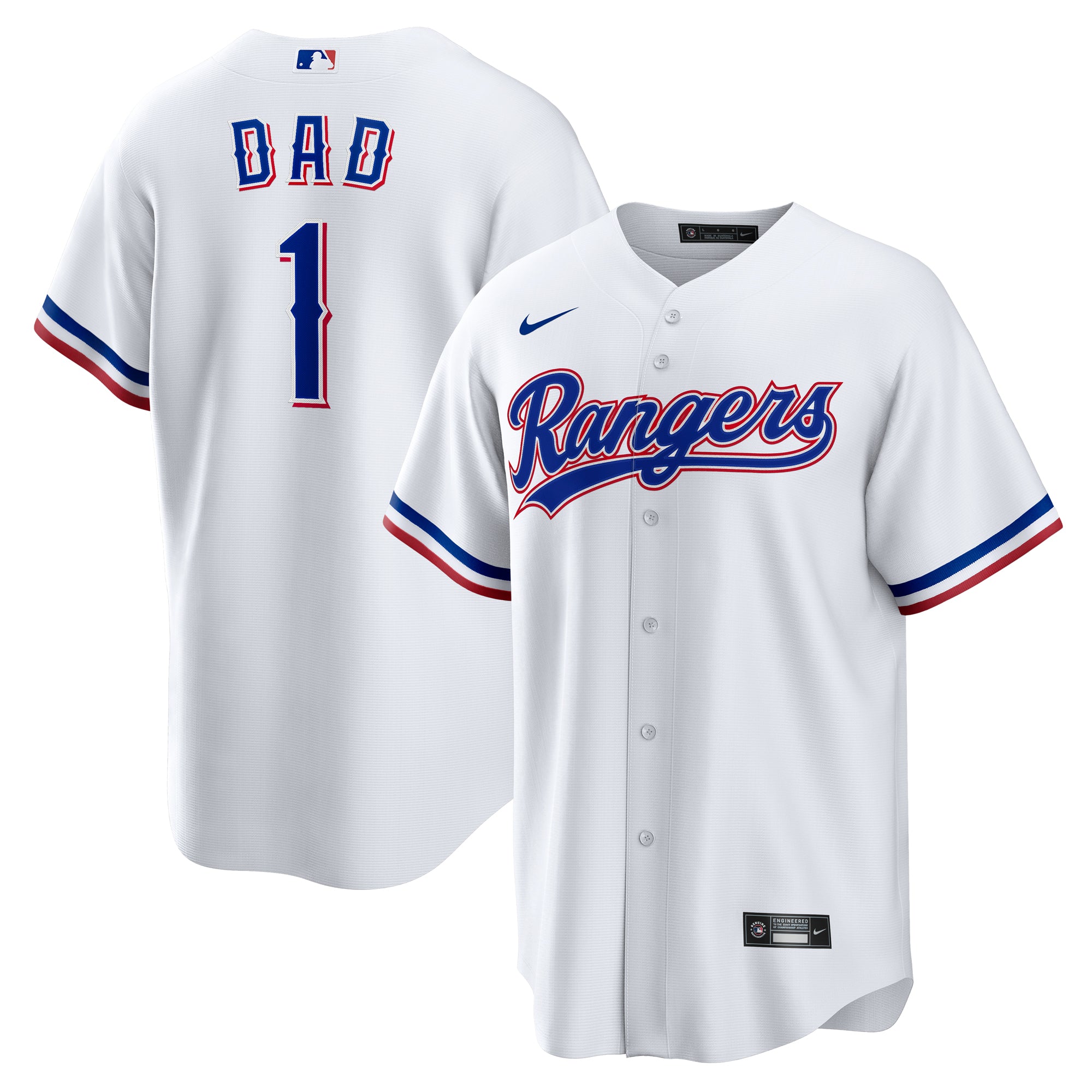 Men's Nike  White Texas Rangers #1 Dad Home Replica Jersey