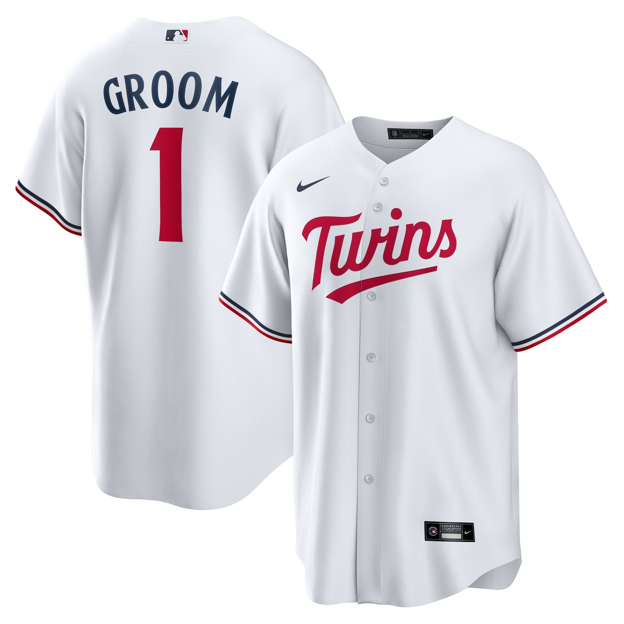 Men's Nike  White Minnesota Twins #1 Groom Home Replica Jersey