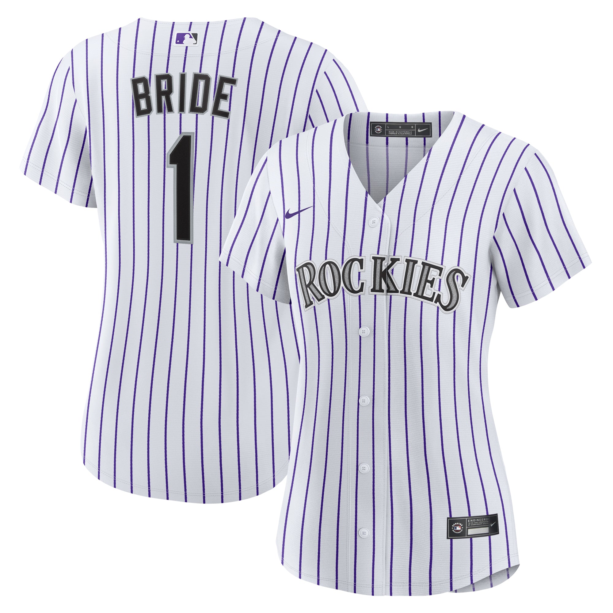 Women's Nike  White Colorado Rockies #1 Bride Home Replica Jersey