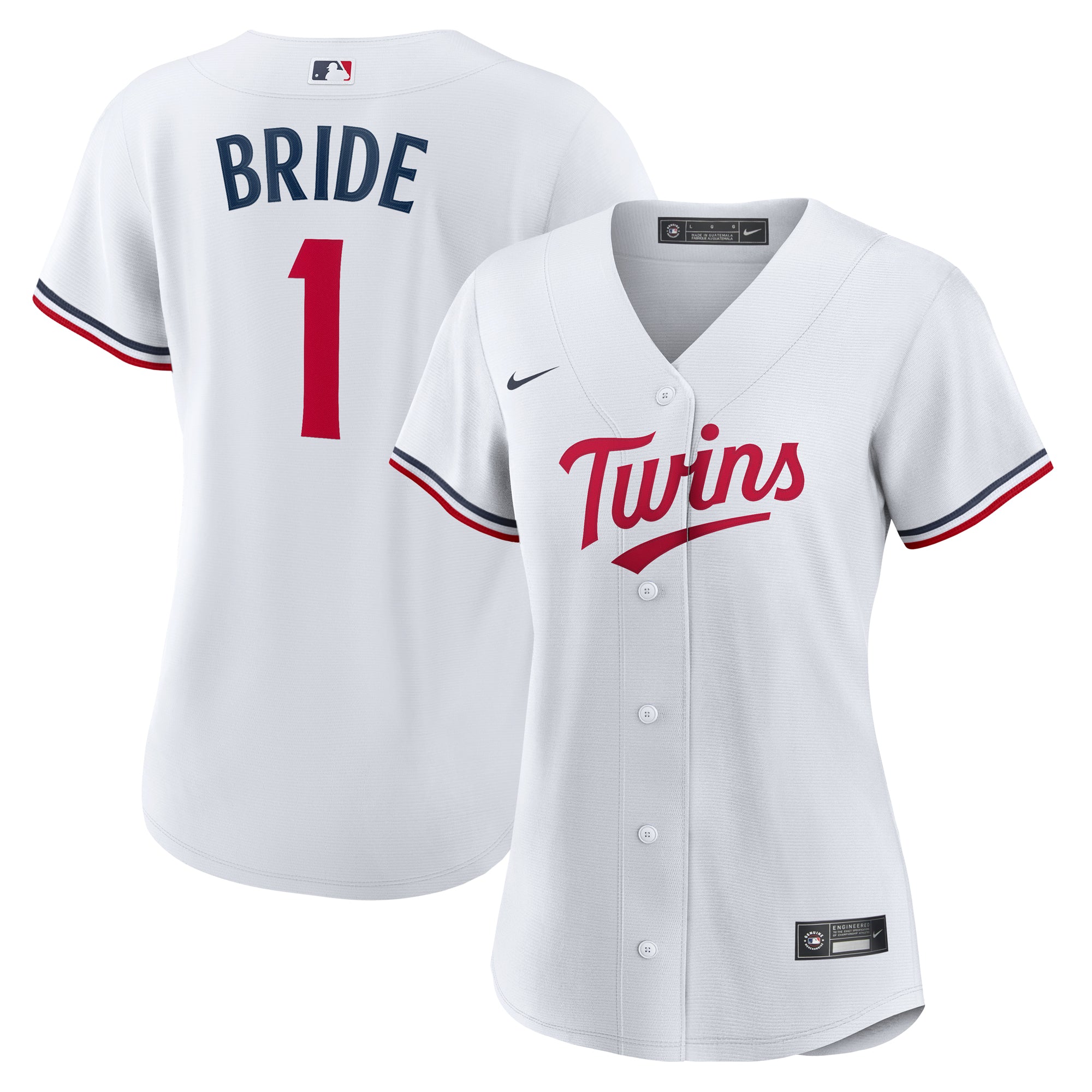 Women's Nike  White Minnesota Twins #1 Bride Home Replica Jersey