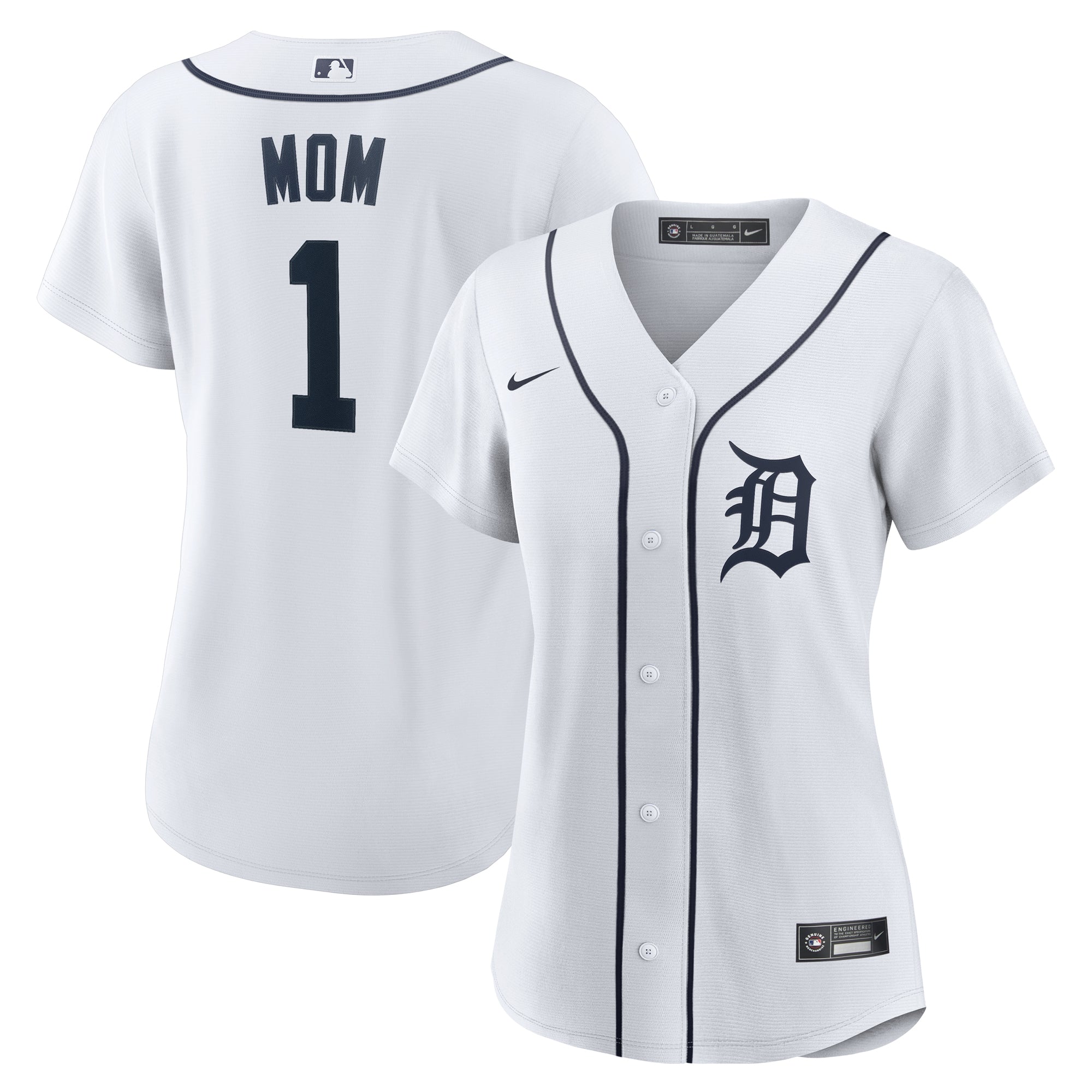 Women's Nike  White Detroit Tigers #1 Mom Home Replica Jersey