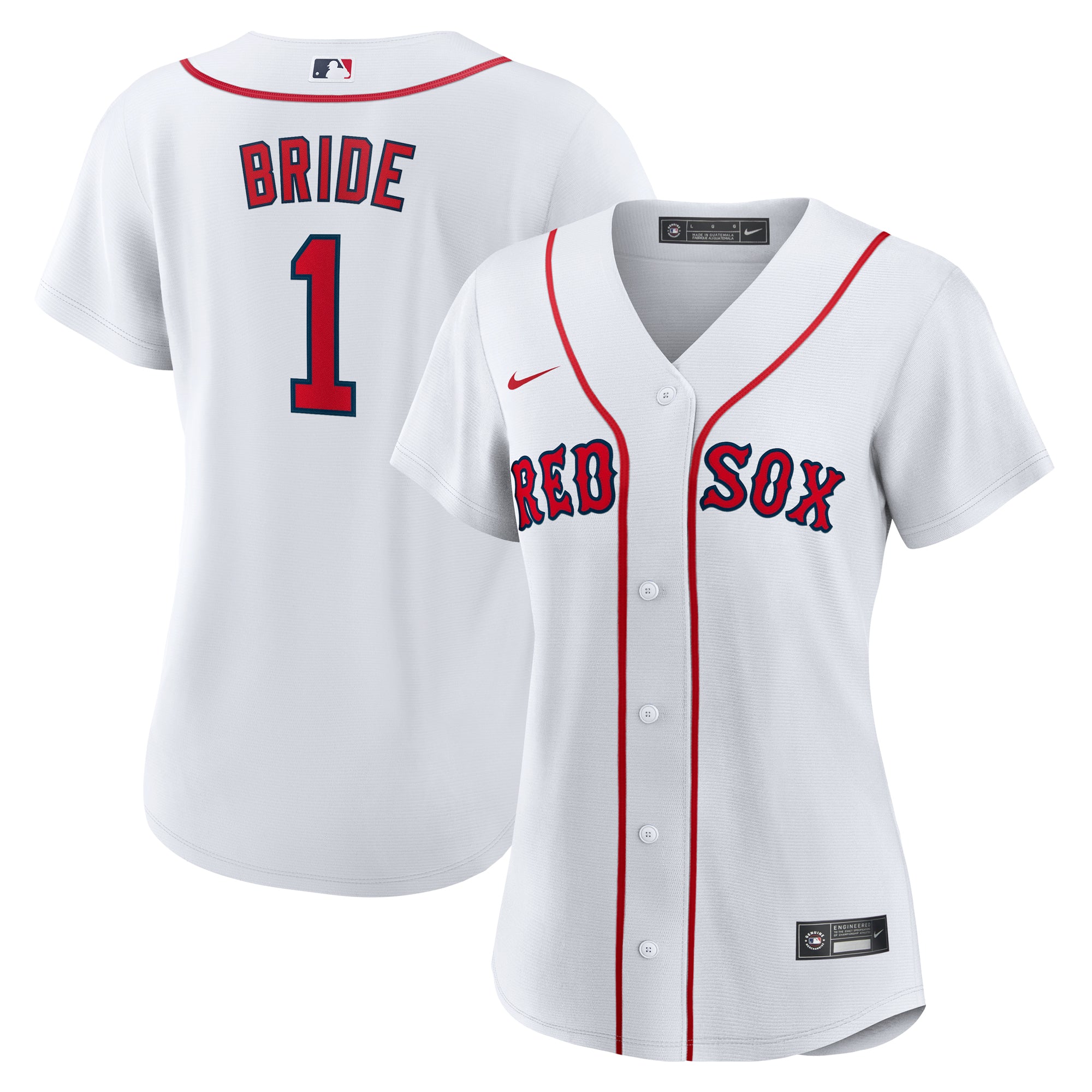 Women's Nike  White Boston Red Sox #1 Bride Home Replica Jersey