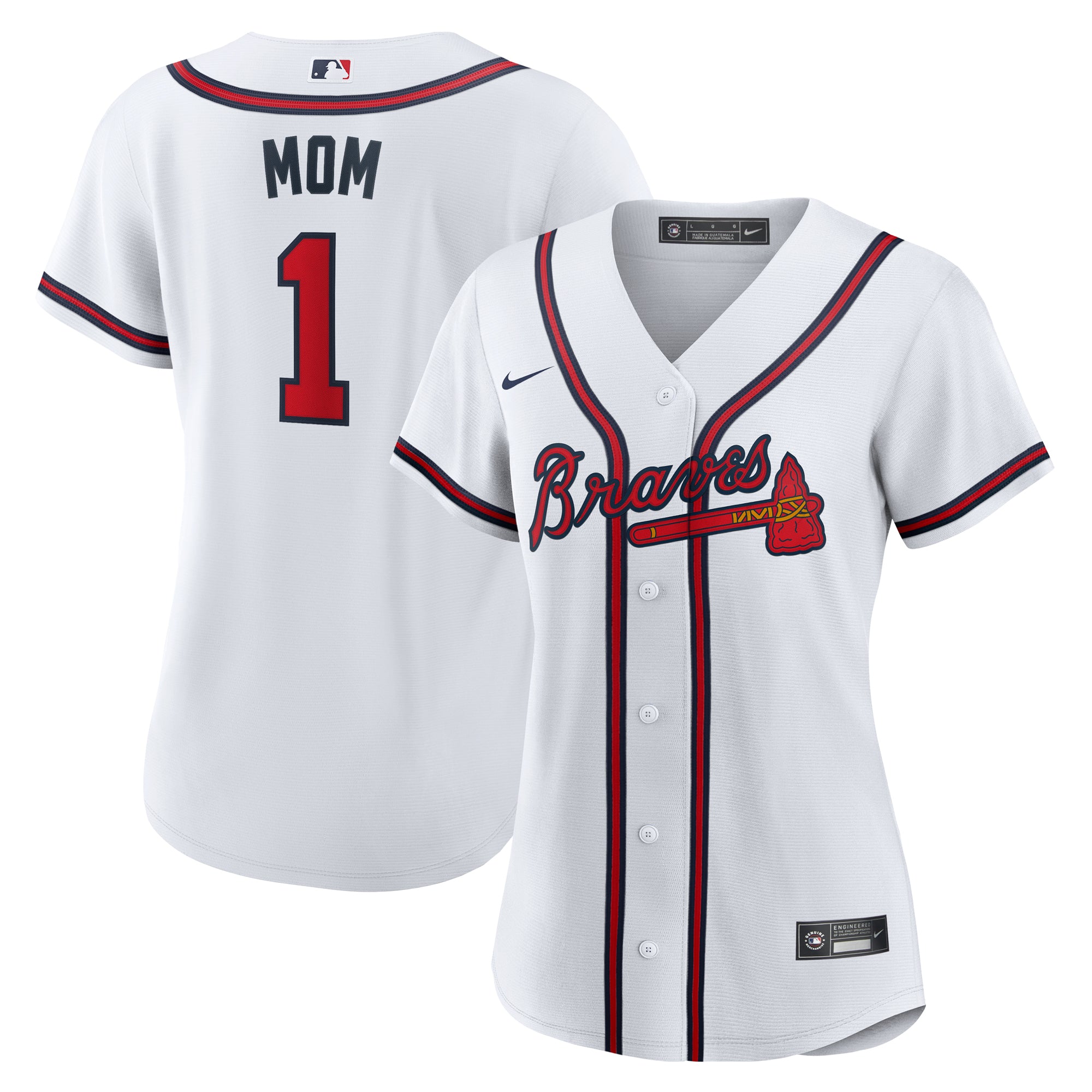 Women's Nike  White Atlanta Braves #1 Mom Home Replica Jersey