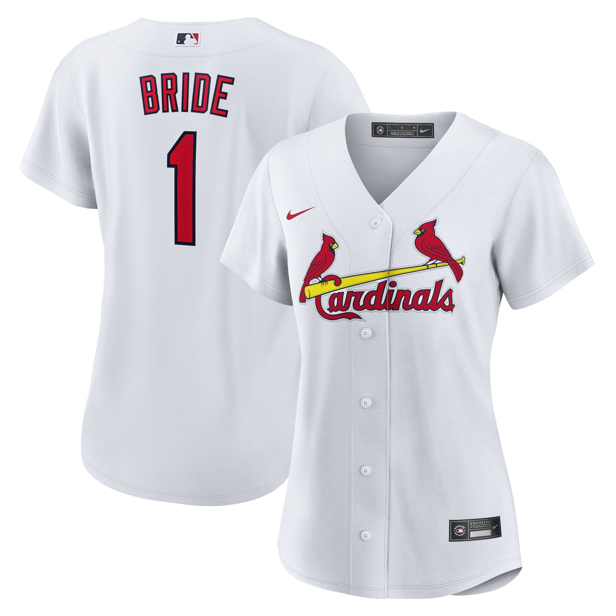 Women's Nike  White St. Louis Cardinals #1 Bride Home Replica Jersey