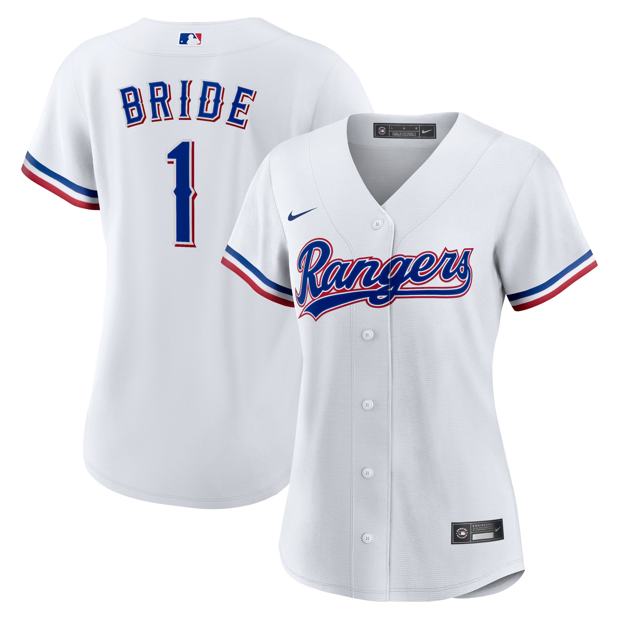 Women's Nike  White Texas Rangers #1 Bride Home Replica Jersey