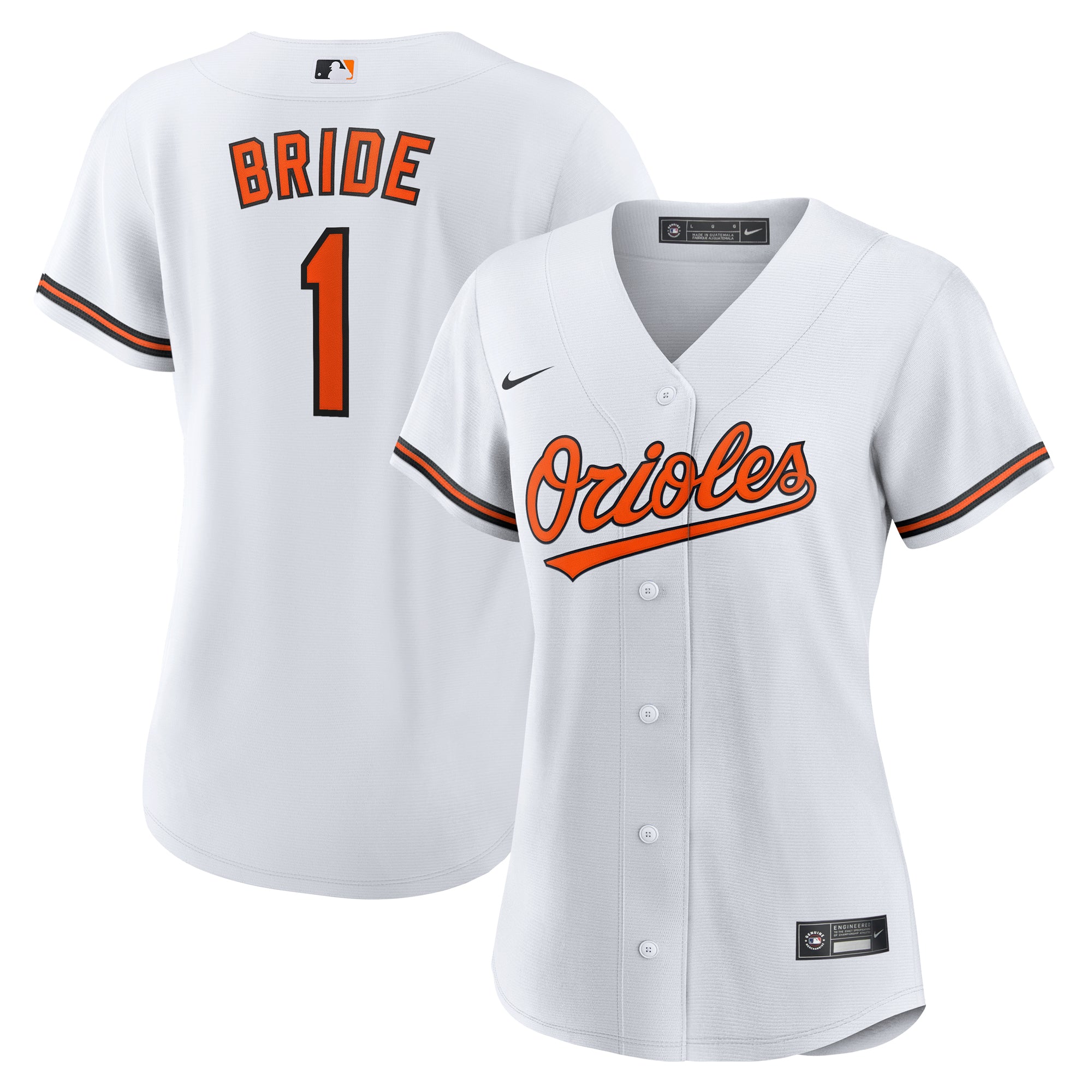 Women's Nike  White Baltimore Orioles #1 Bride Home Replica Jersey