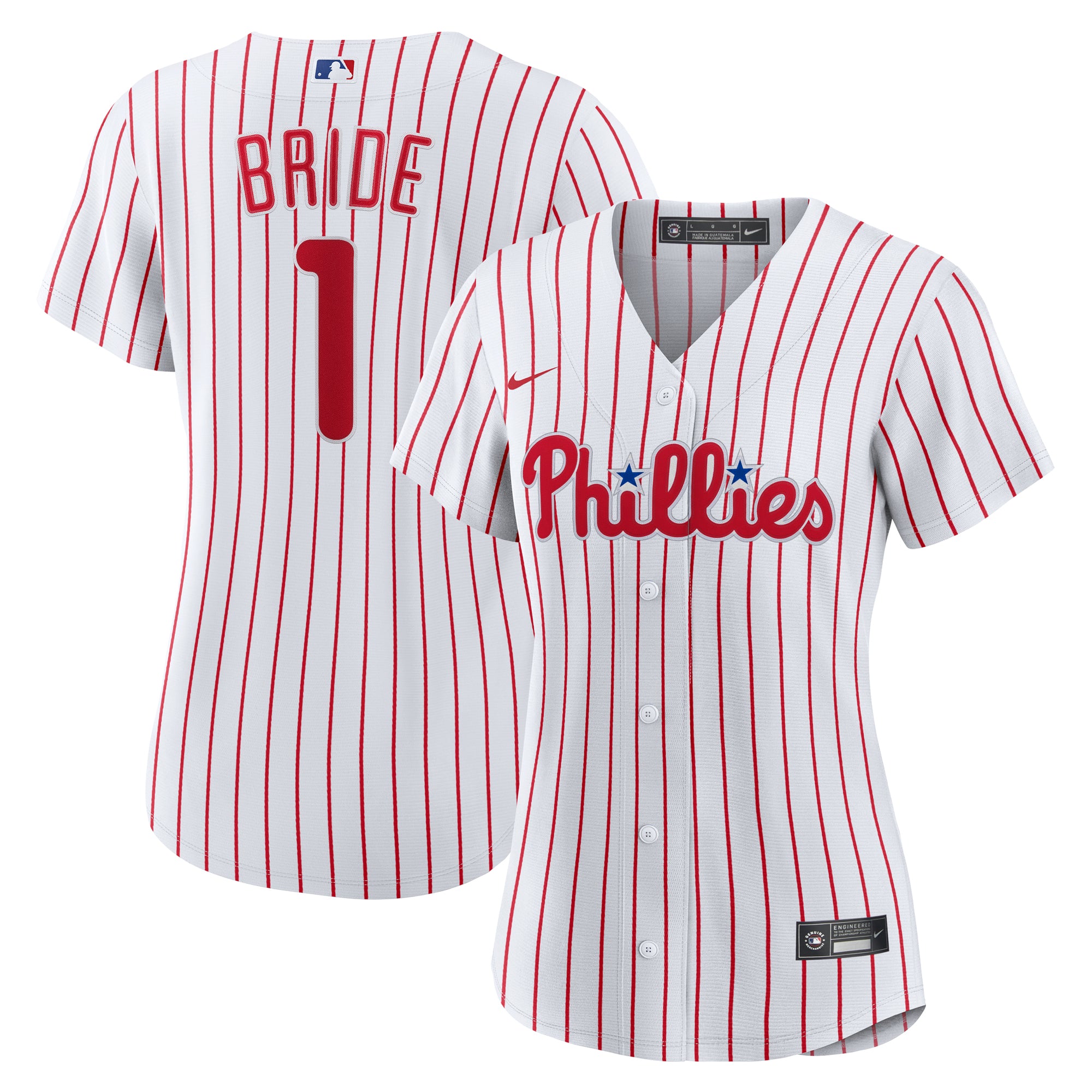 Women's Nike  White Philadelphia Phillies #1 Bride Home Replica Jersey