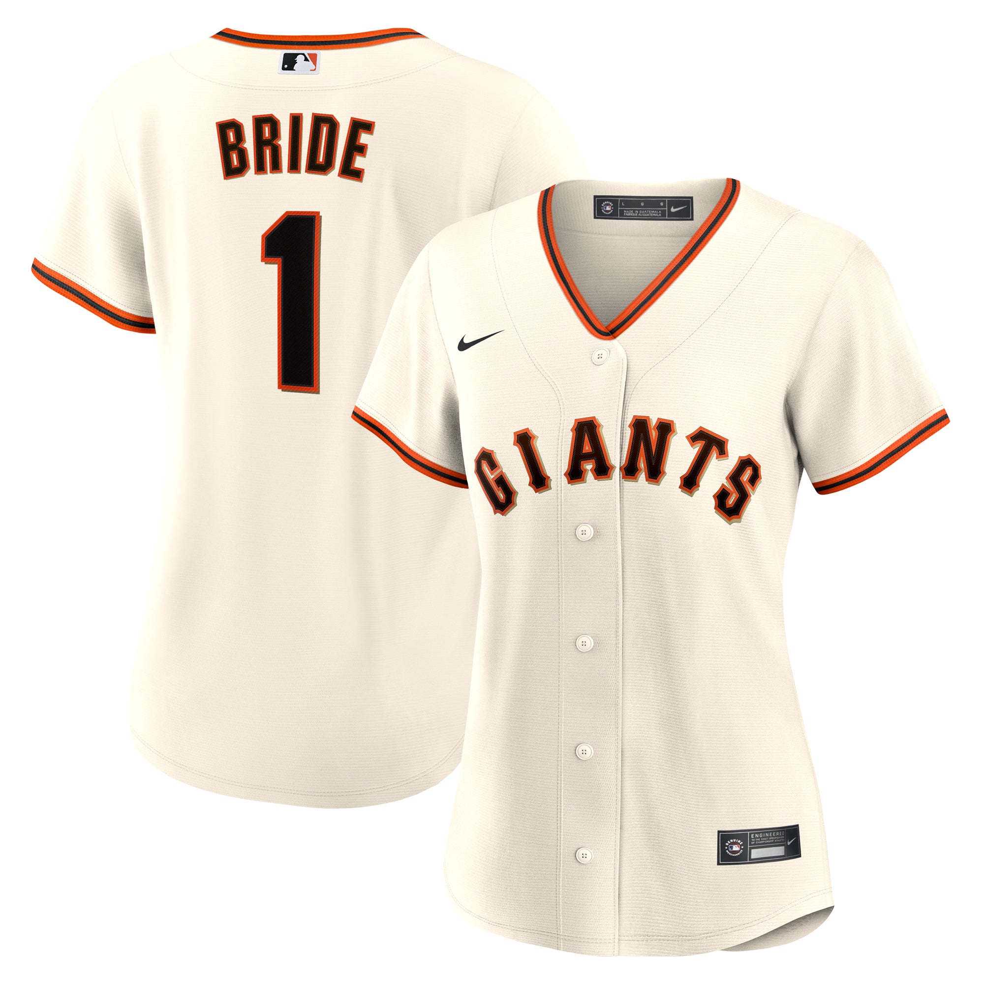 Women's Nike  White San Francisco Giants #1 Bride Home Replica Jersey