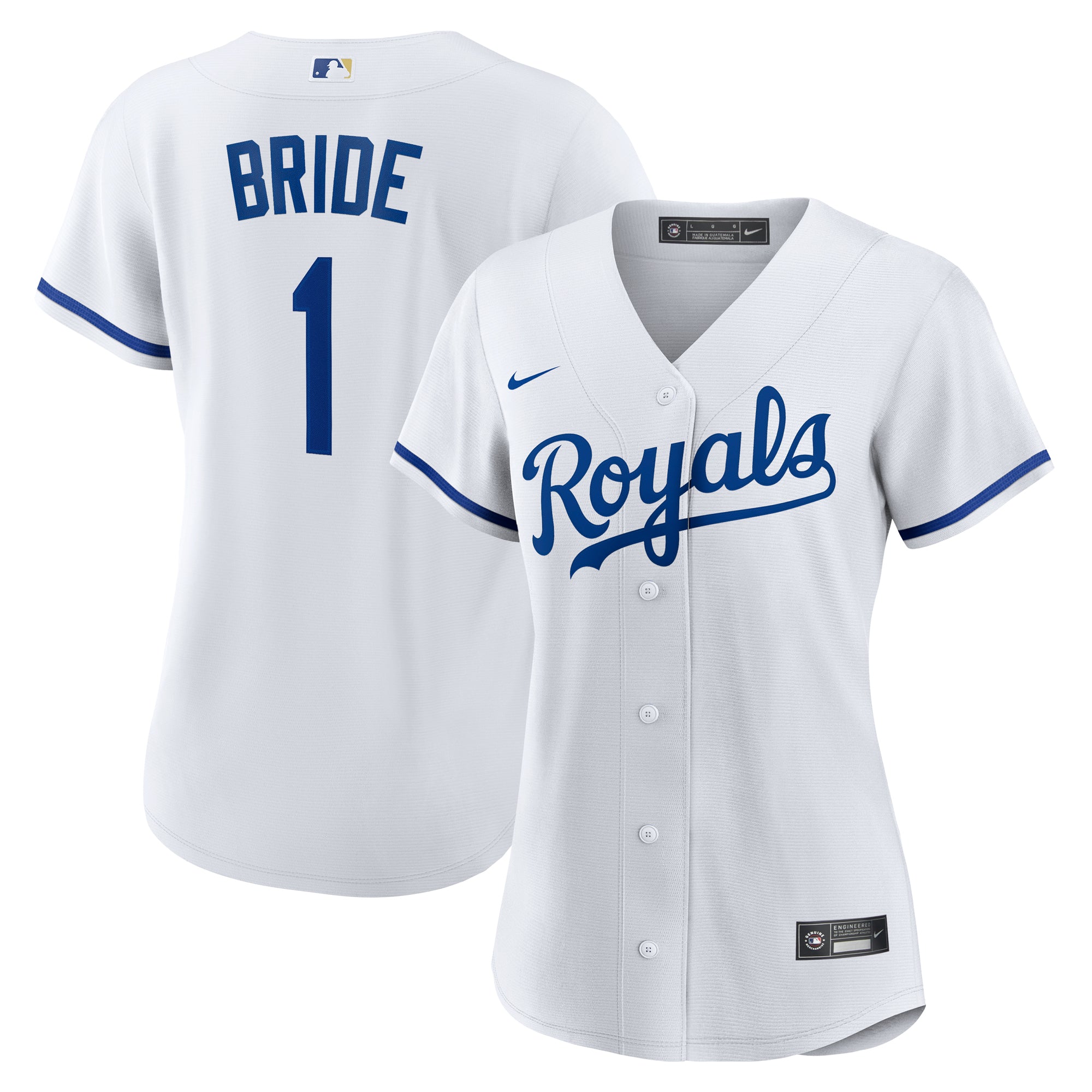 Women's Nike  White Kansas City Royals #1 Bride Home Replica Jersey