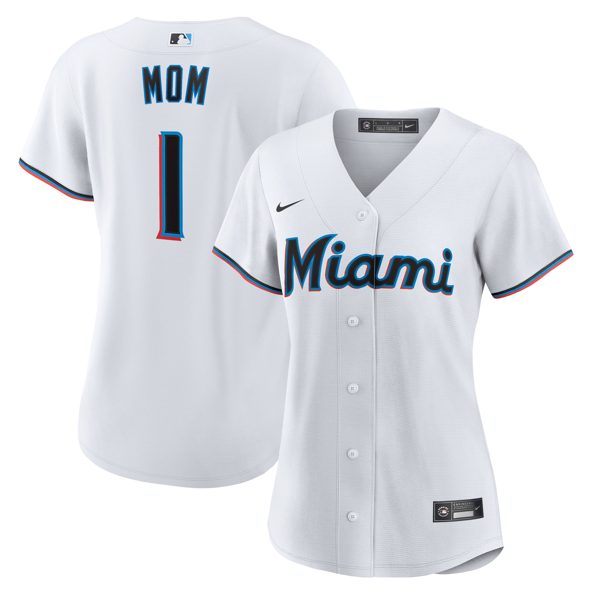 Women's Nike  White Miami Marlins #1 Mom Home Replica Jersey