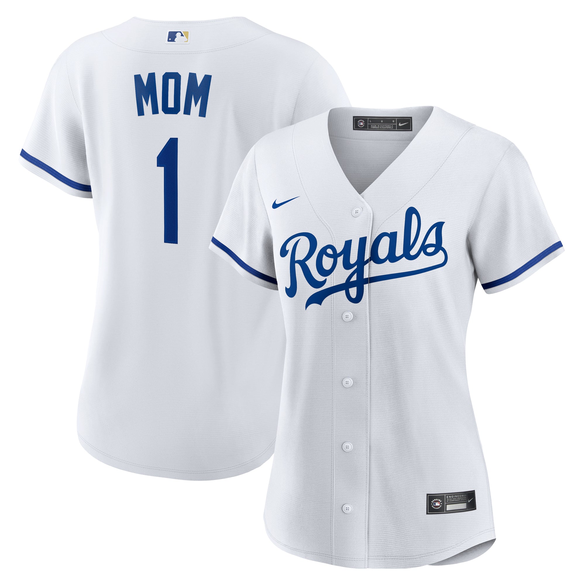 Women's Nike  White Kansas City Royals #1 Mom Home Replica Jersey